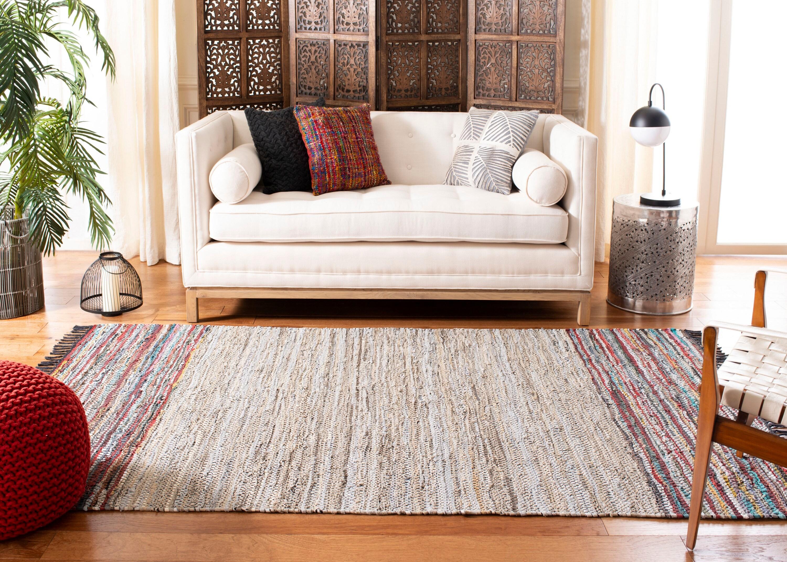 Vintage Leather VTL202 Hand Woven Indoor Area Rug - Beige/Multi - 8'x10' - Safavieh