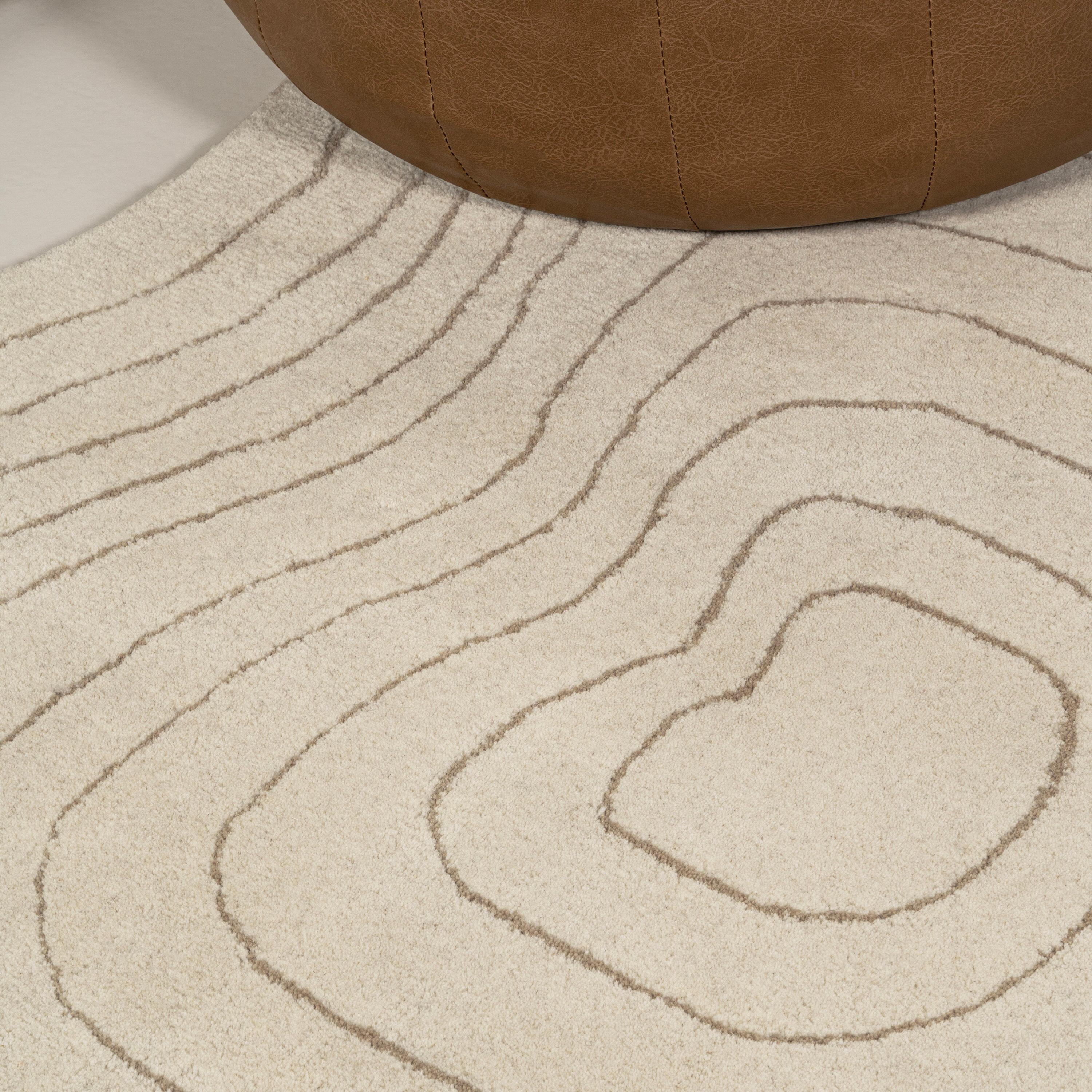 JONATHAN Y Retro Bohemian Abstract Striped Handwoven Wool Ivory/Beige 6 ft. x 9 ft. Area Rug