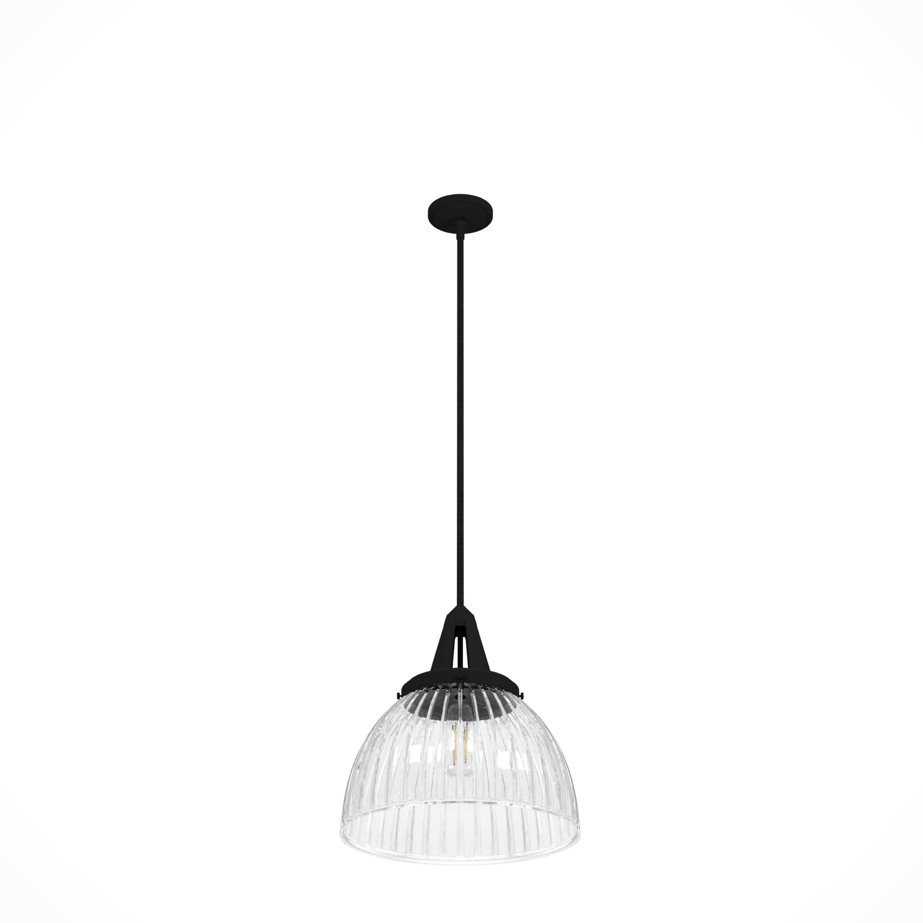 Hunter - Cypress Grove 1-light Natural Black Iron, Medium Size Pendant Light, Dimmable, Transitional Style, Dome Shaped, for Bedrooms, Kitchens, Dining, Living Rooms - 19251