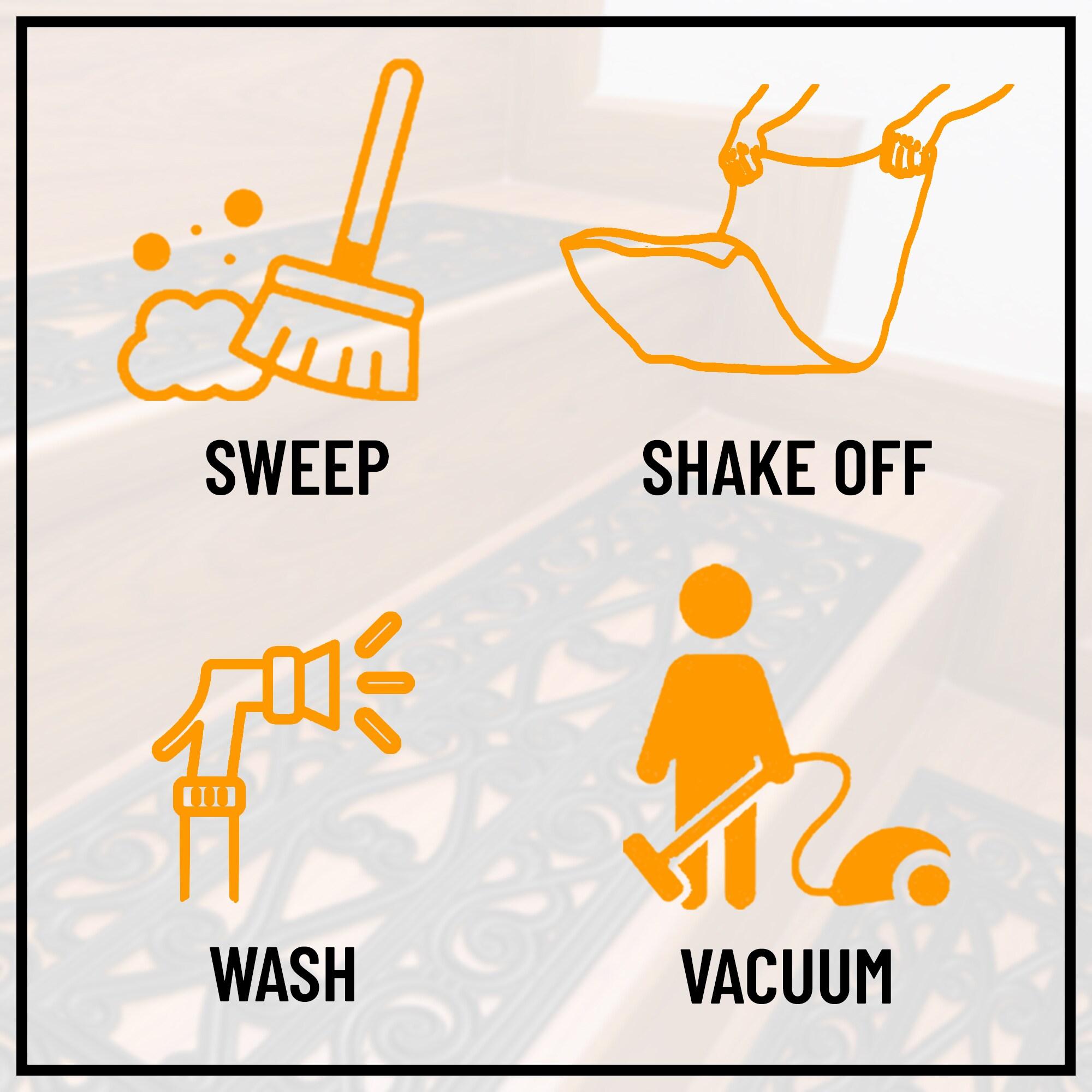 Ottomanson Easy Clean, Waterproof, Low Profile Non-Slip Indoor/Outdoor Rubber Stair Treads, 10" x 30" (5 Pack), Black Wrought