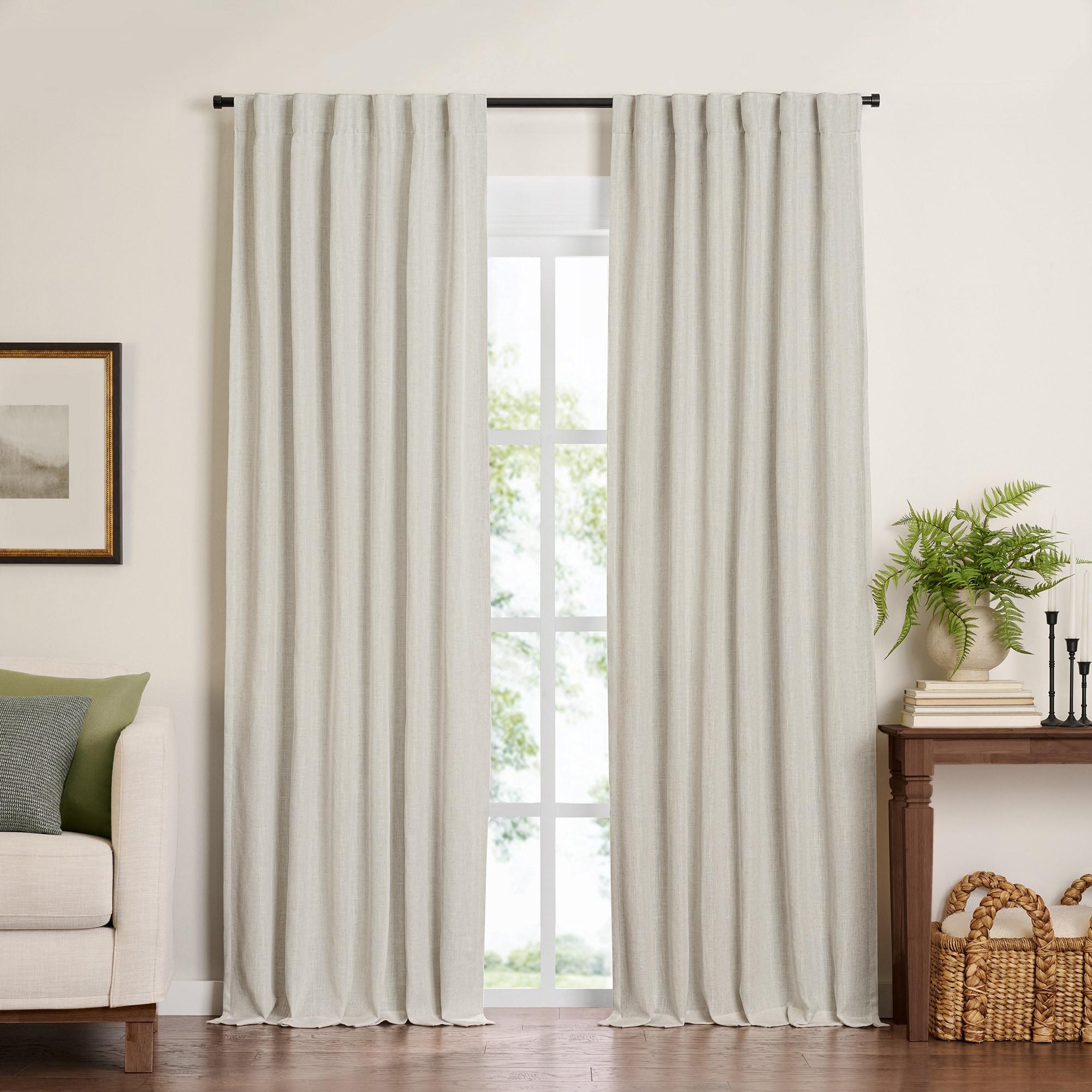 Harrow Solid Texture Room Darkening Single Window Curtain Panel - 52" x 95" - Natural - Elrene Home Fashions