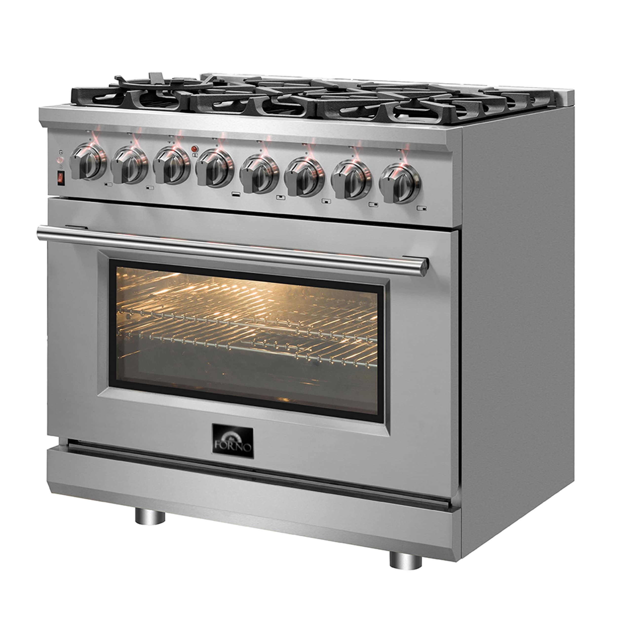 Massimo 36-inch Dual Fuel Range, 6 Burners, 5.36 cu.ft. True Convection Oven, Air Fryer & Griddle