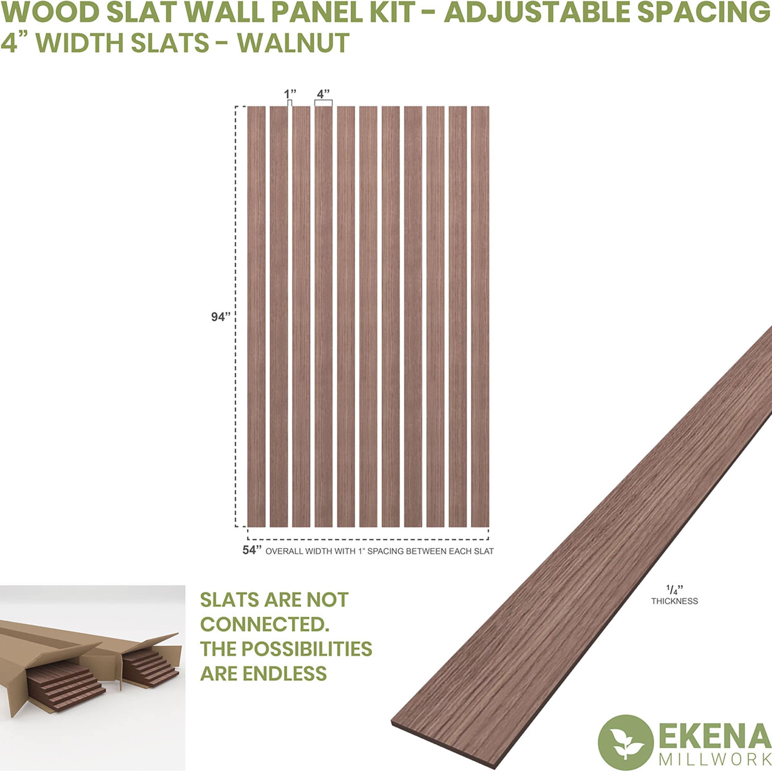 Ekena Millwork Adjustable Wood Slat Wall Panel Kit