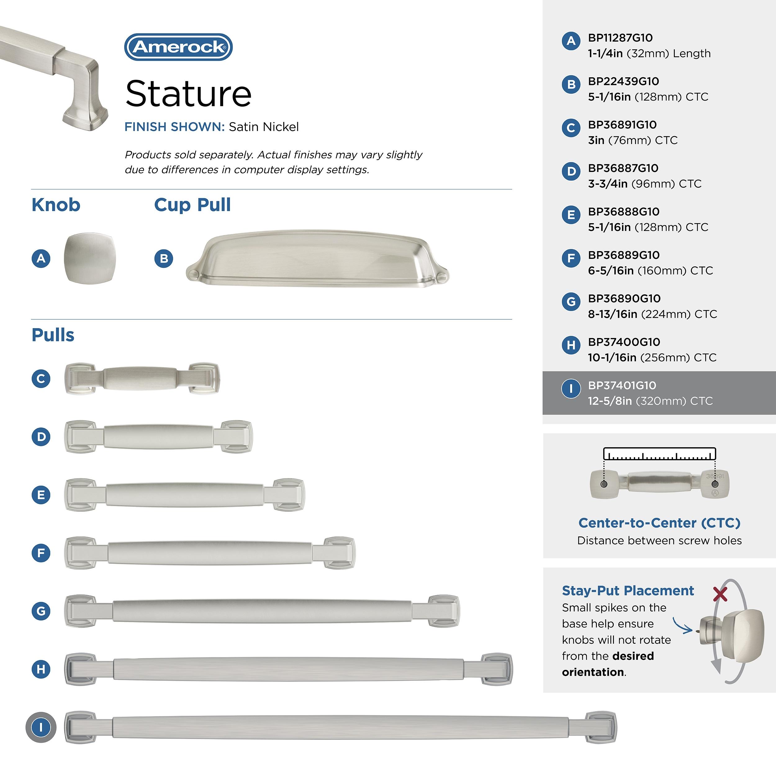 Amerock Stature 12-5/8 inch (320mm) Center-to-Center Satin Nickel Cabinet Pull