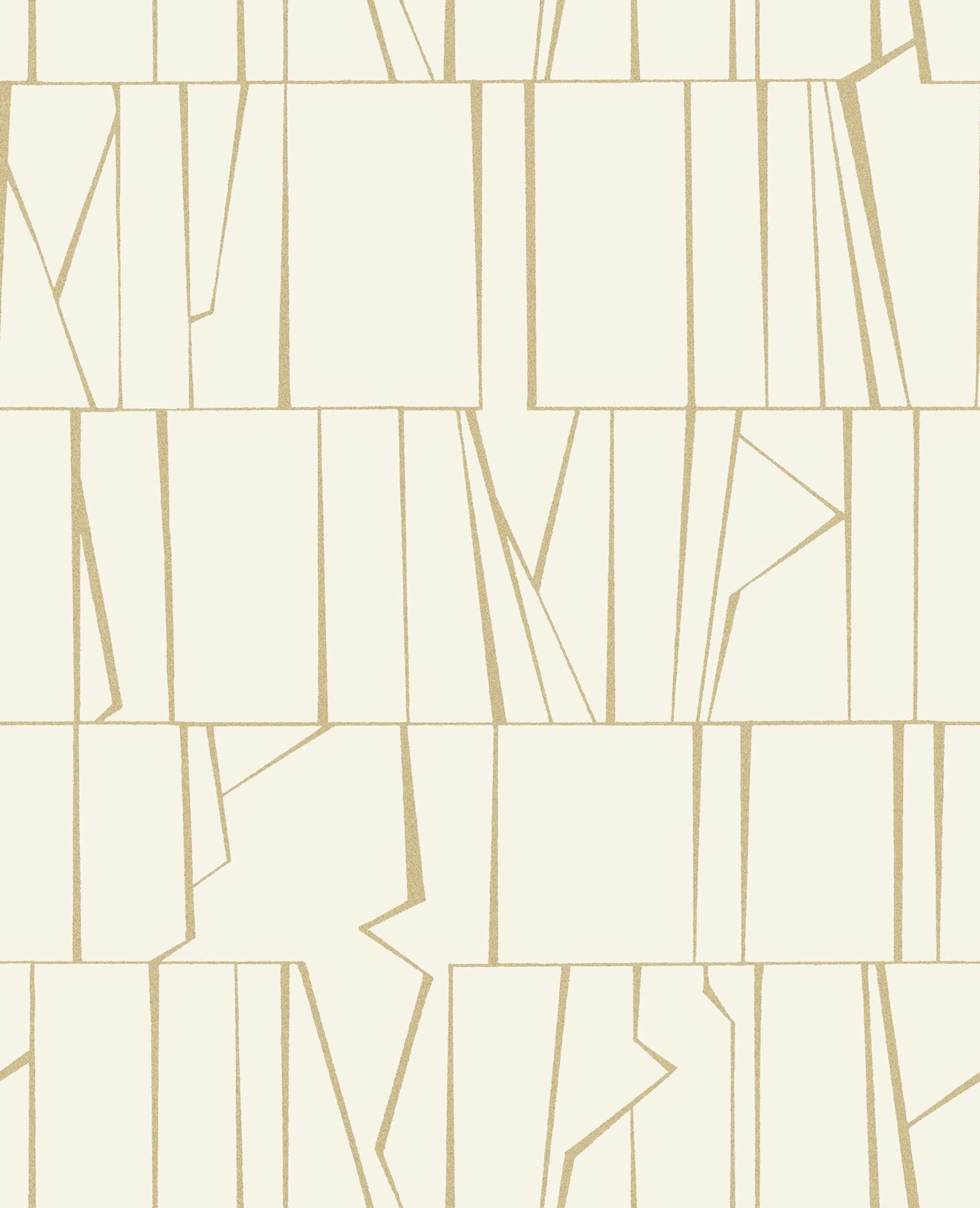 Huntington Gold and White Geometric Stripe Non-Pasted Wallpaper