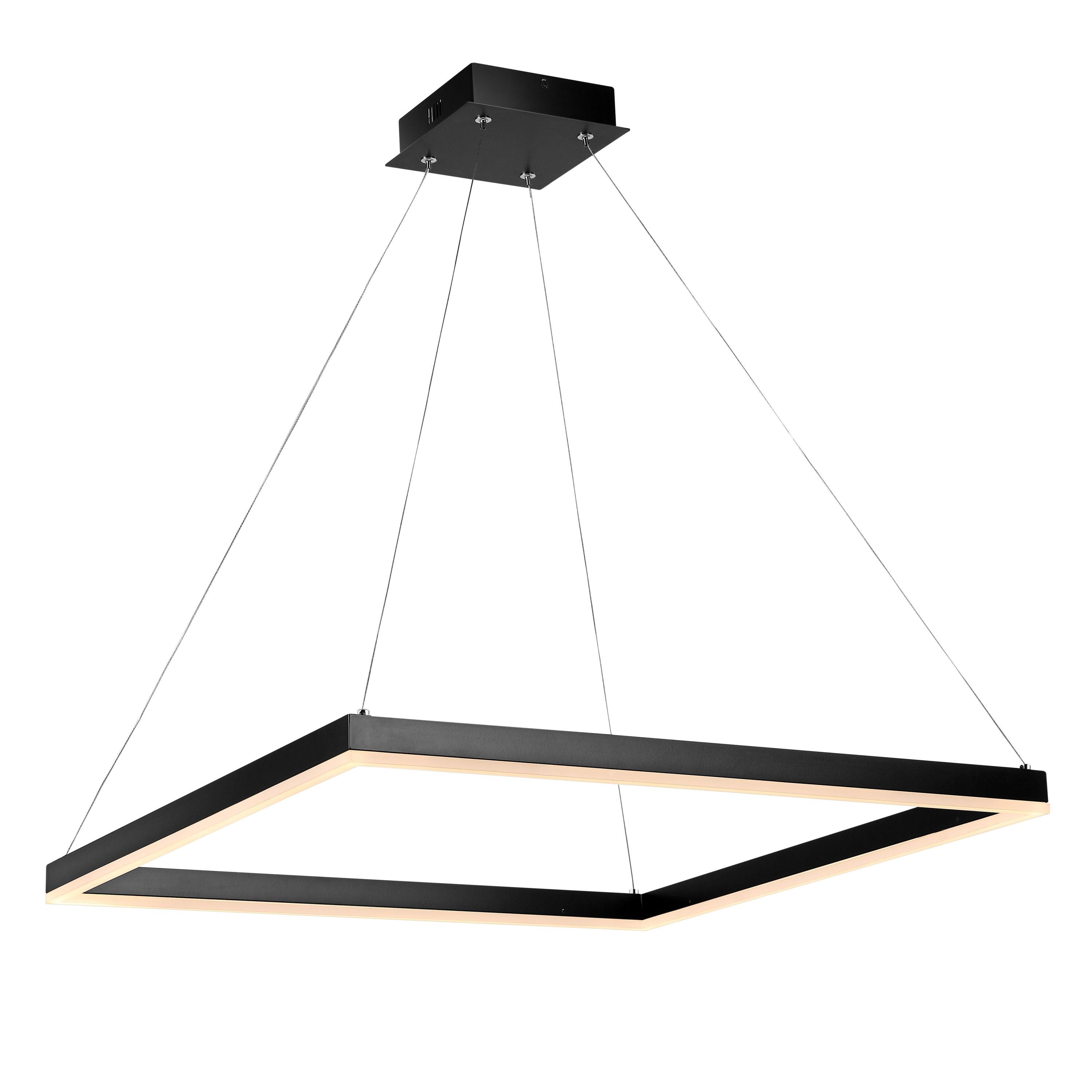 Nero 23.63" Square Contemporary Modern Metal Integrated LED Pendant Light, Black