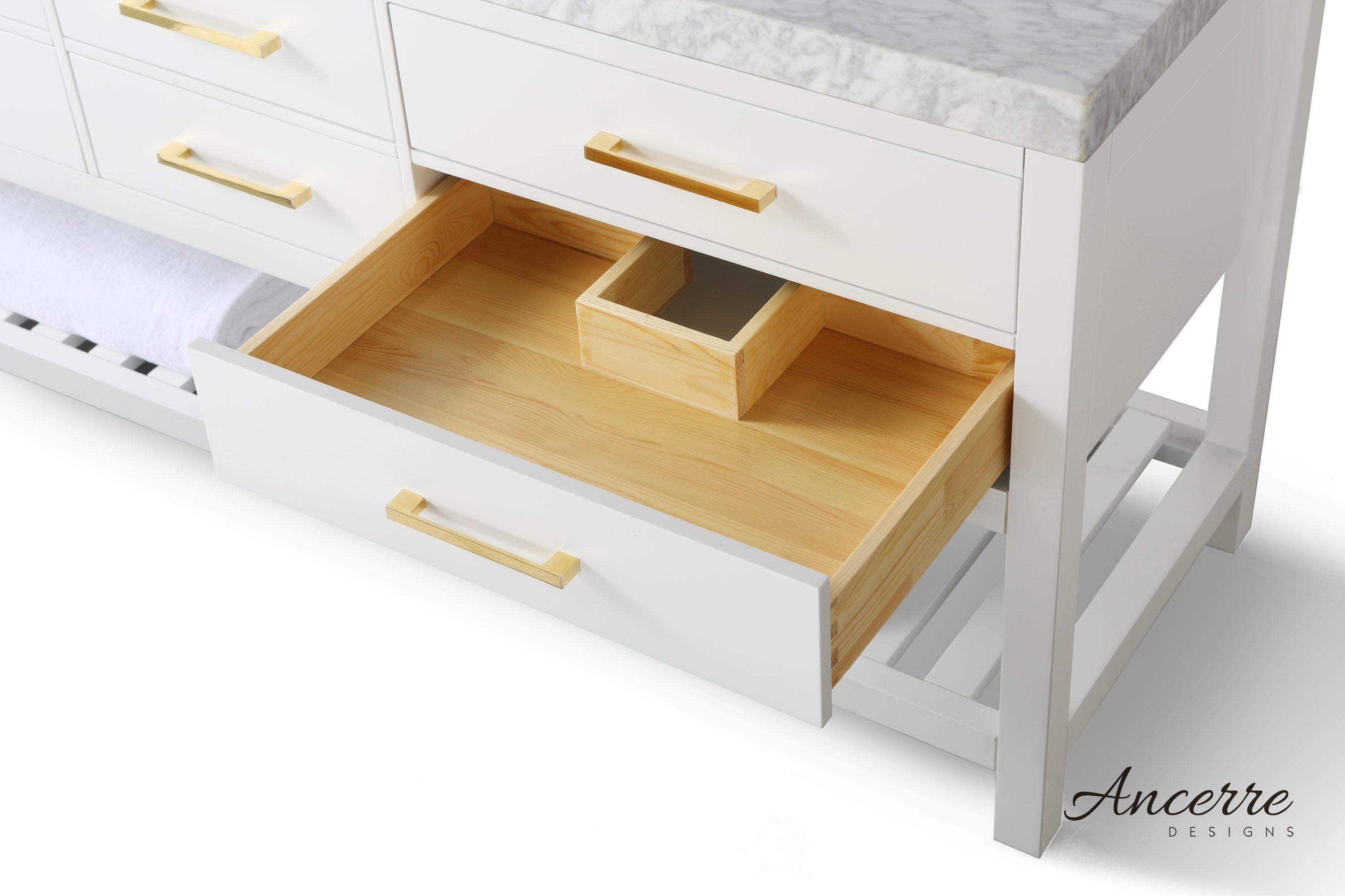 Ancerre Designs Elizabeth 72" Bathroom Vanity Set with Gold Hardware in White