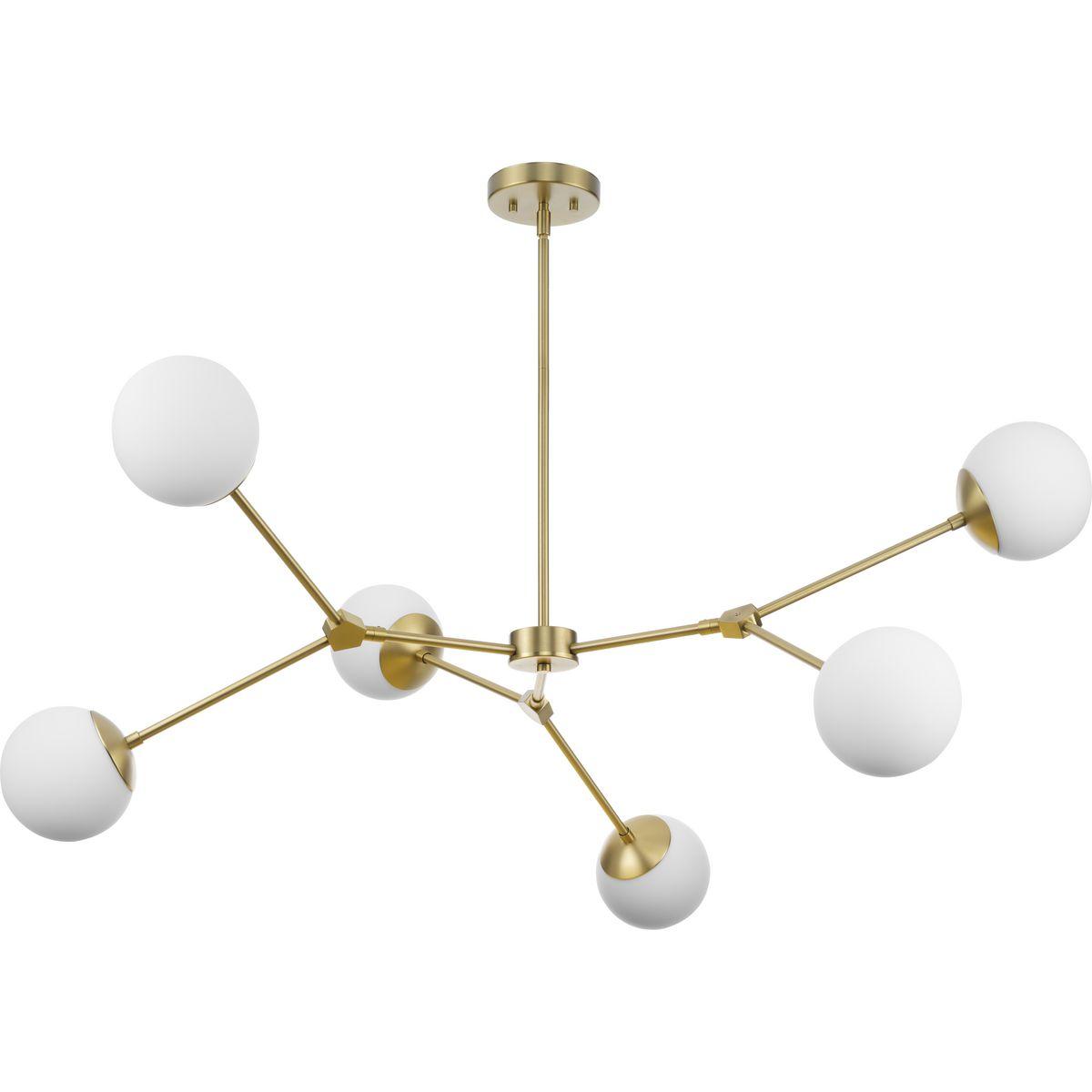 Progress Lighting Haas 6-Light Chandelier, Brushed Bronze, Opal Glass Globes, Design Series