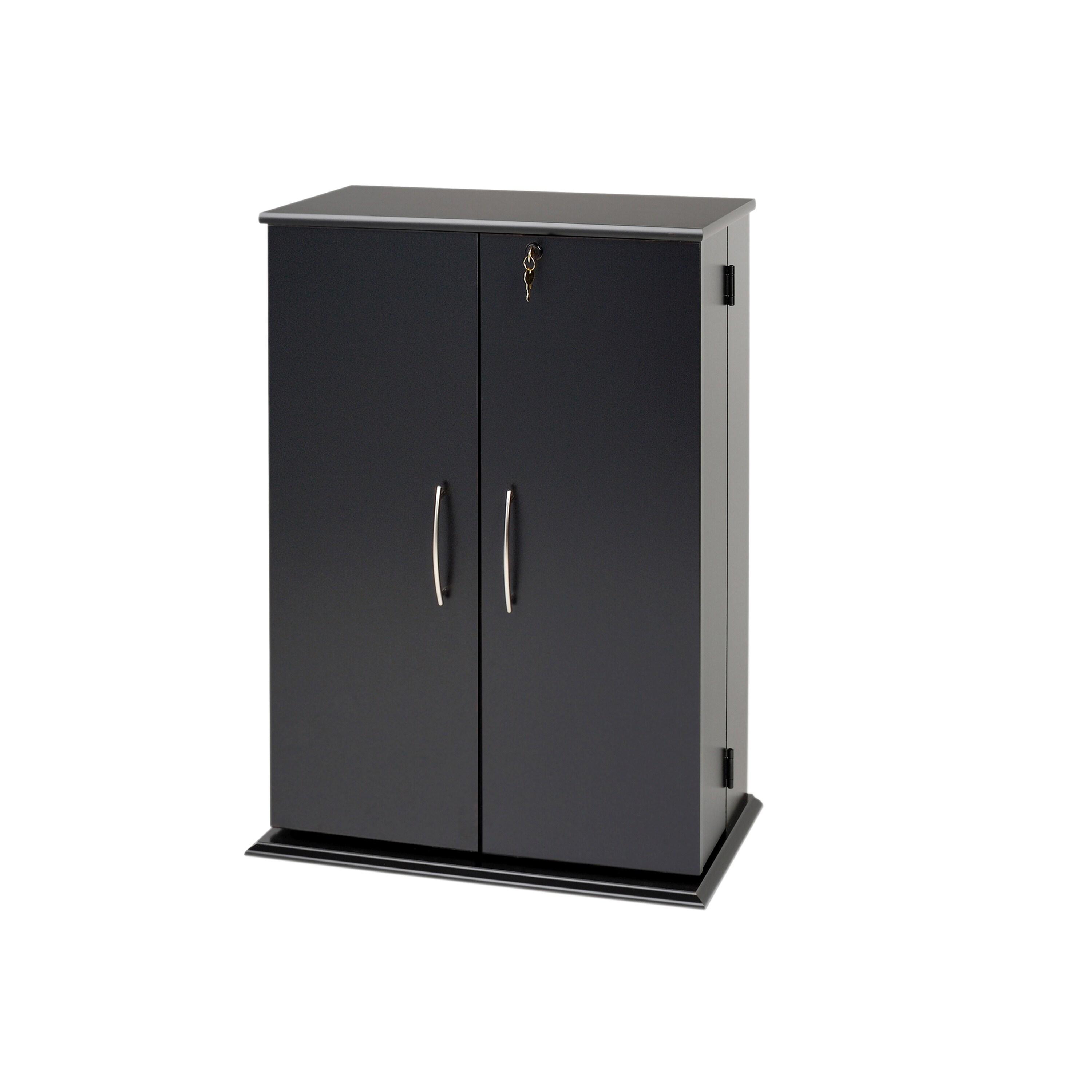 Locking Media Storage Cabinet Black - Prepac