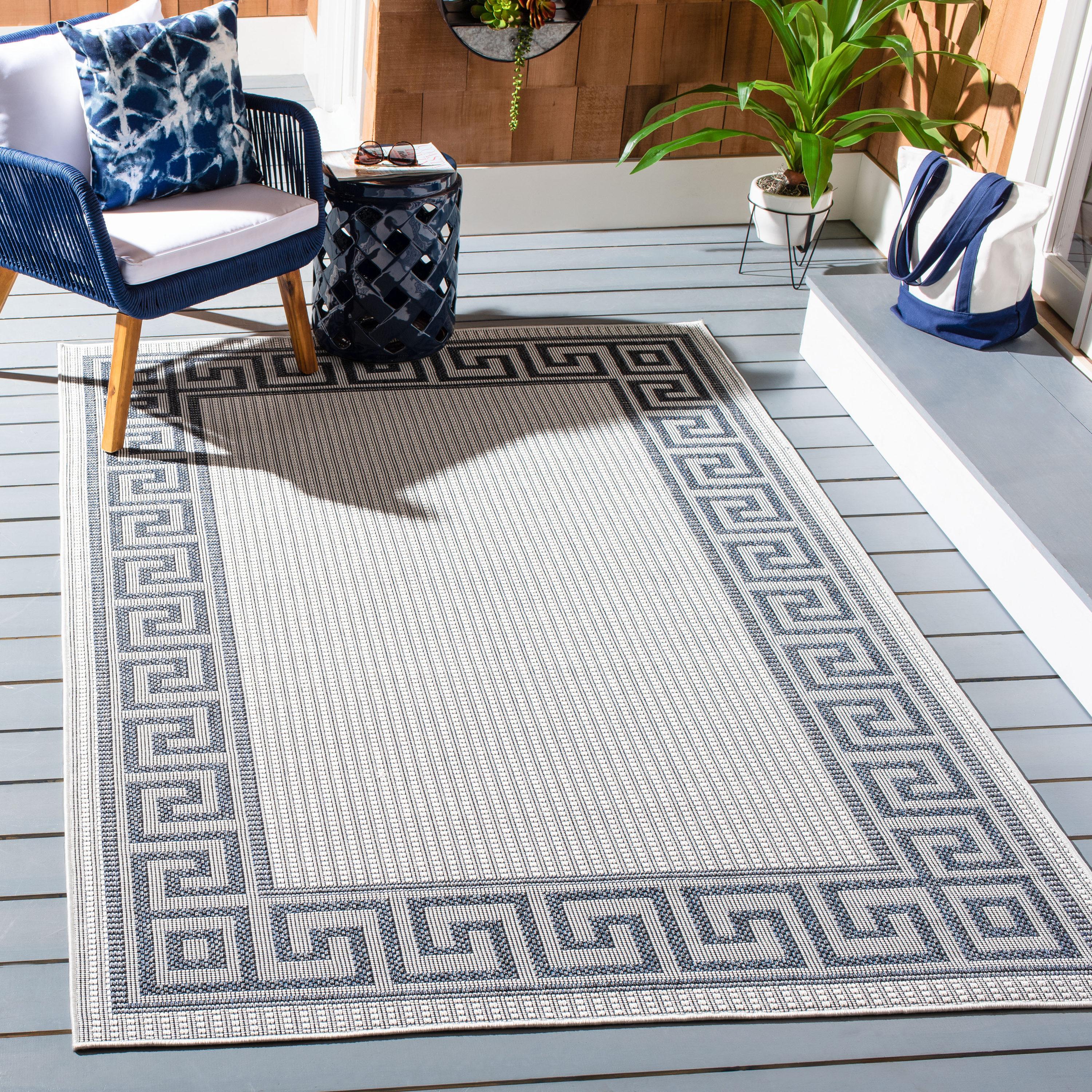 Bermuda BMU820 Power Loomed Indoor/Outdoor Area Rug - Ivory/Blue - 6'7"x9'2" - Safavieh.