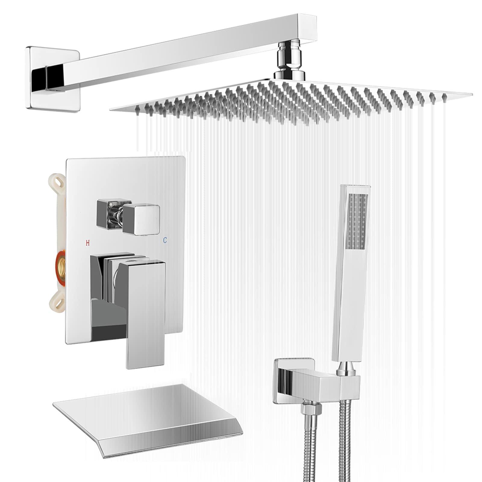 3-Spray Patterns With 2.5 GPM 10 in. Showerhead Wall Mounted Dual Shower Heads With Valve