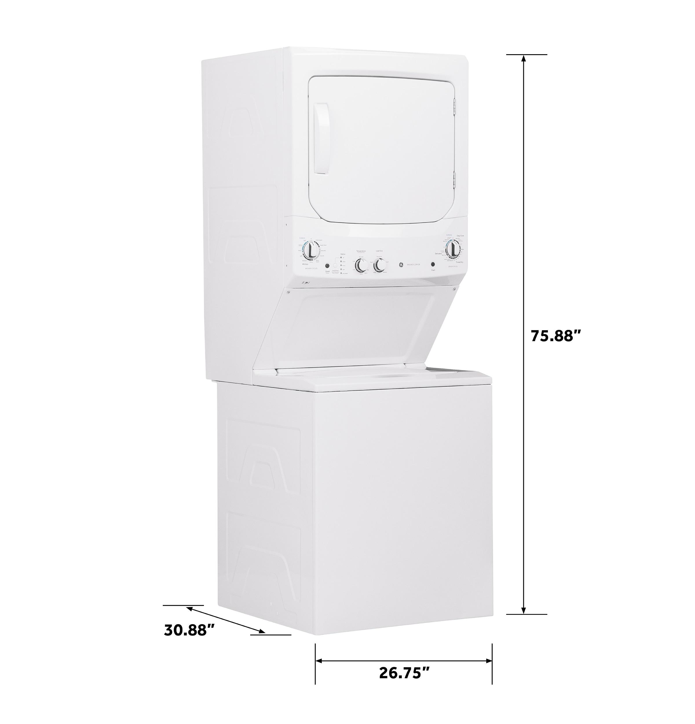 GE Appliances 3.8 cu. ft. Washer and 5.9 cu. ft. Electric Dryer Laundry Center GUD27ESSMWW