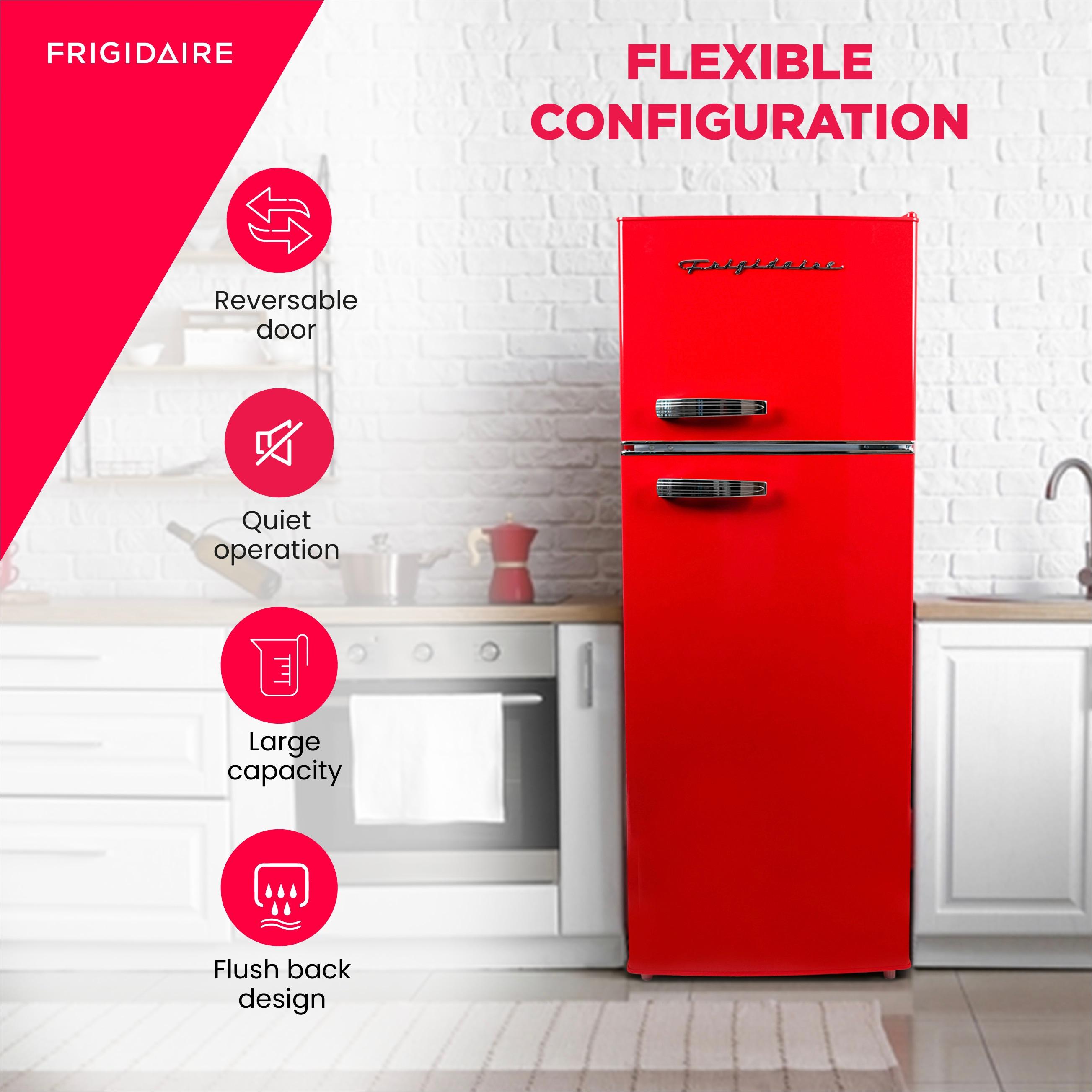 Frigidaire 7.5 cu ft Retro Freestanding Mini Refrigerator with Chrome Handle Red: ETL Listed, 2 Glass Shelves, 1-Year Warranty
