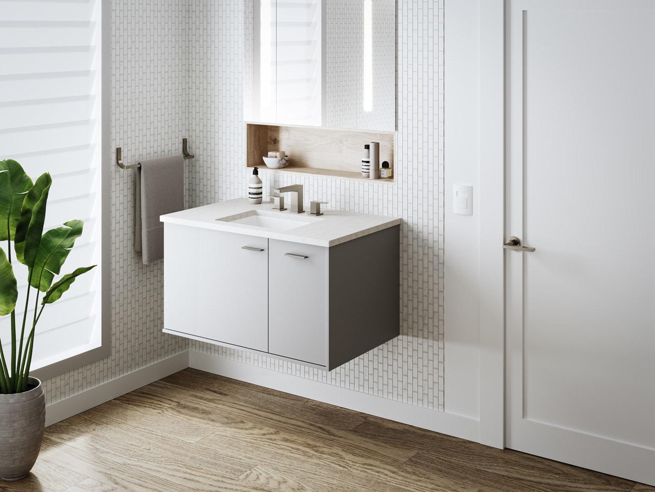 Kohler Honesty Widespread Bathroom Faucet with Pop-Up Drain Assembly, 3-Hole 2-Handle Bathroom Sink Faucet, 1.2 gpm