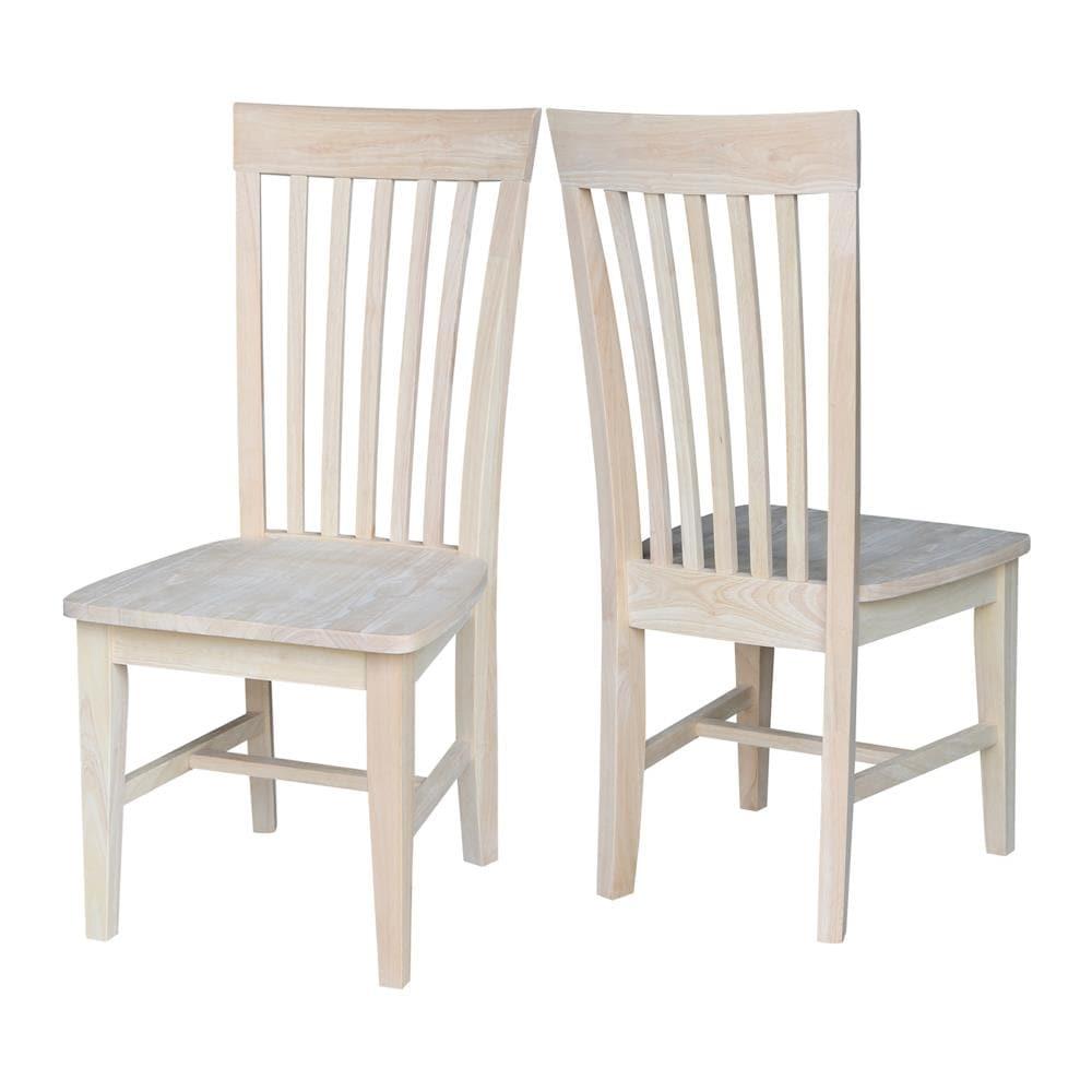 Set of 2 Tall Mission Chairs Wood/Unfinished - International Concepts: Solid Parawood, Kitchen Furniture