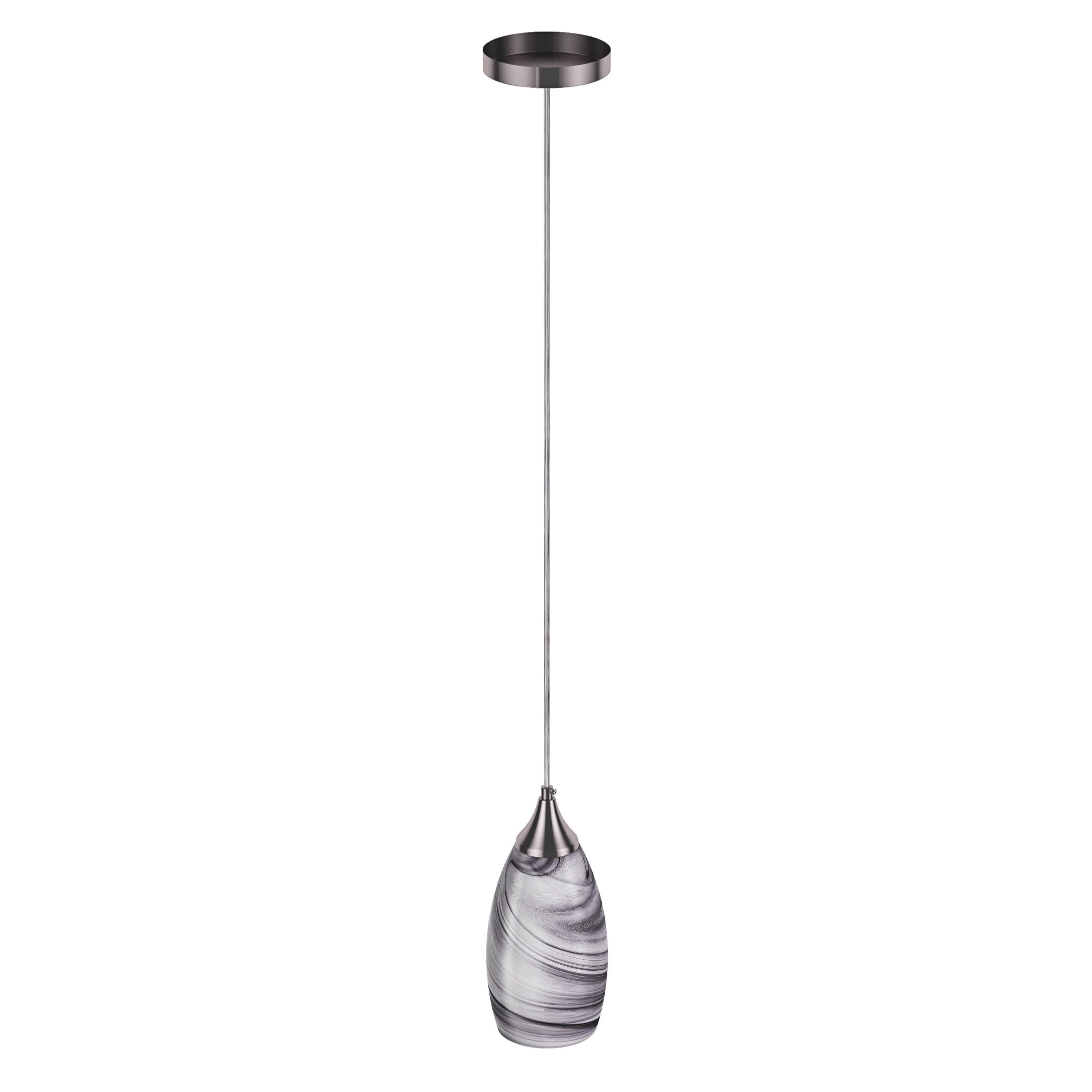 Craftsman Nickel Mini Pendant Light with Multicolor Art Glass