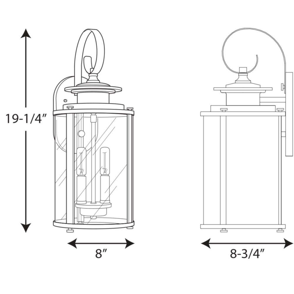 Progress Lighting Squire 2-Light Medium Wall Lantern, Antique Bronze, Clear Glass Shade