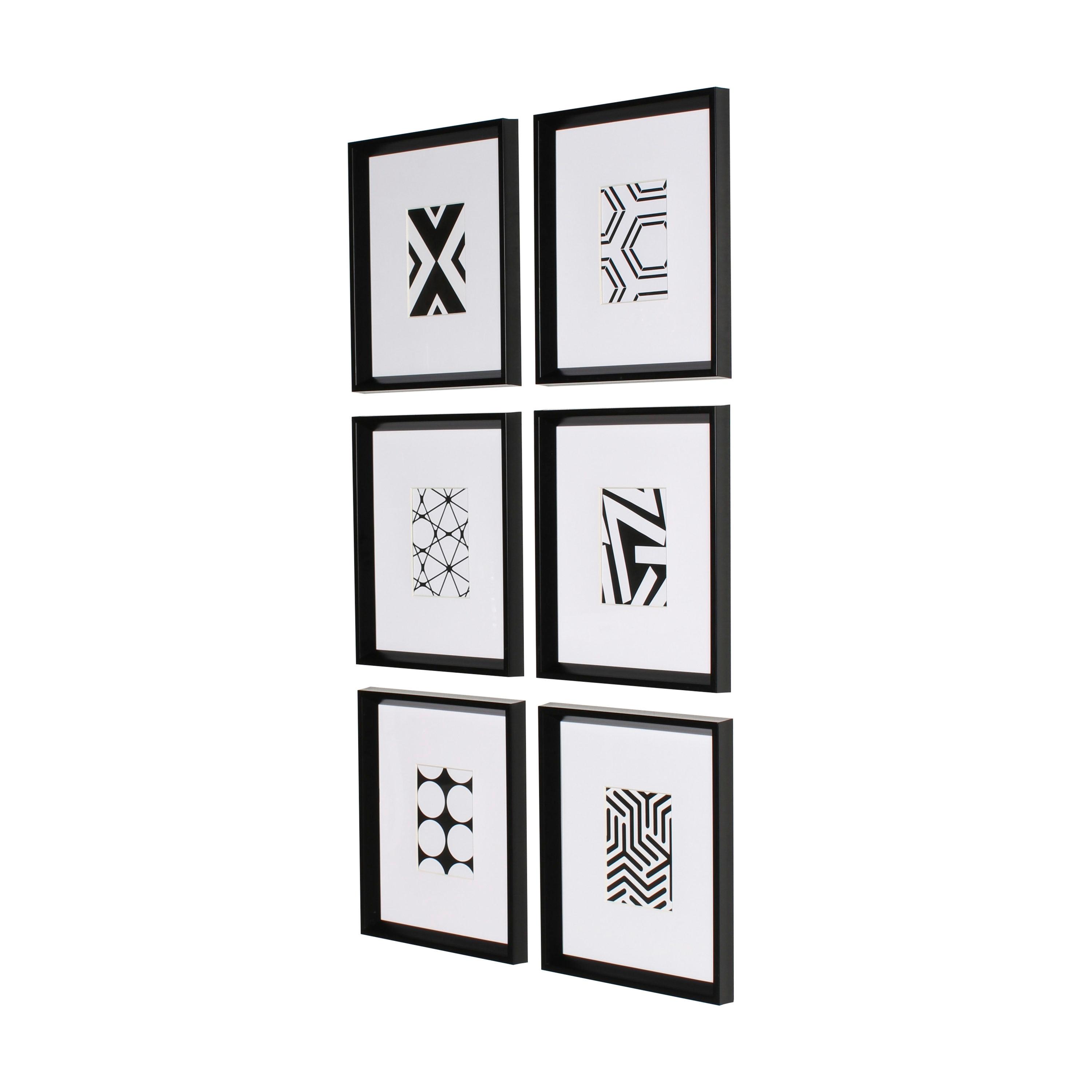 6pc 12" x 15" Calter Framed Print Art Set Black - Kate and Laurel