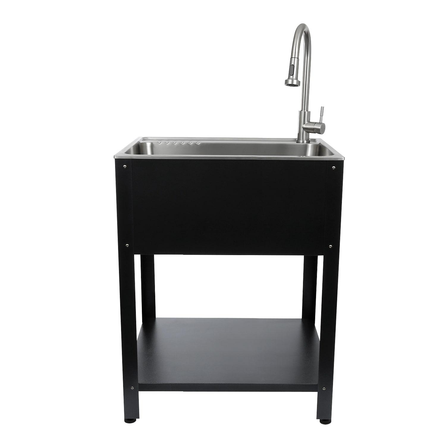 All-In-One 28" L x 22" W Free Standing Laundry Sink with Faucet