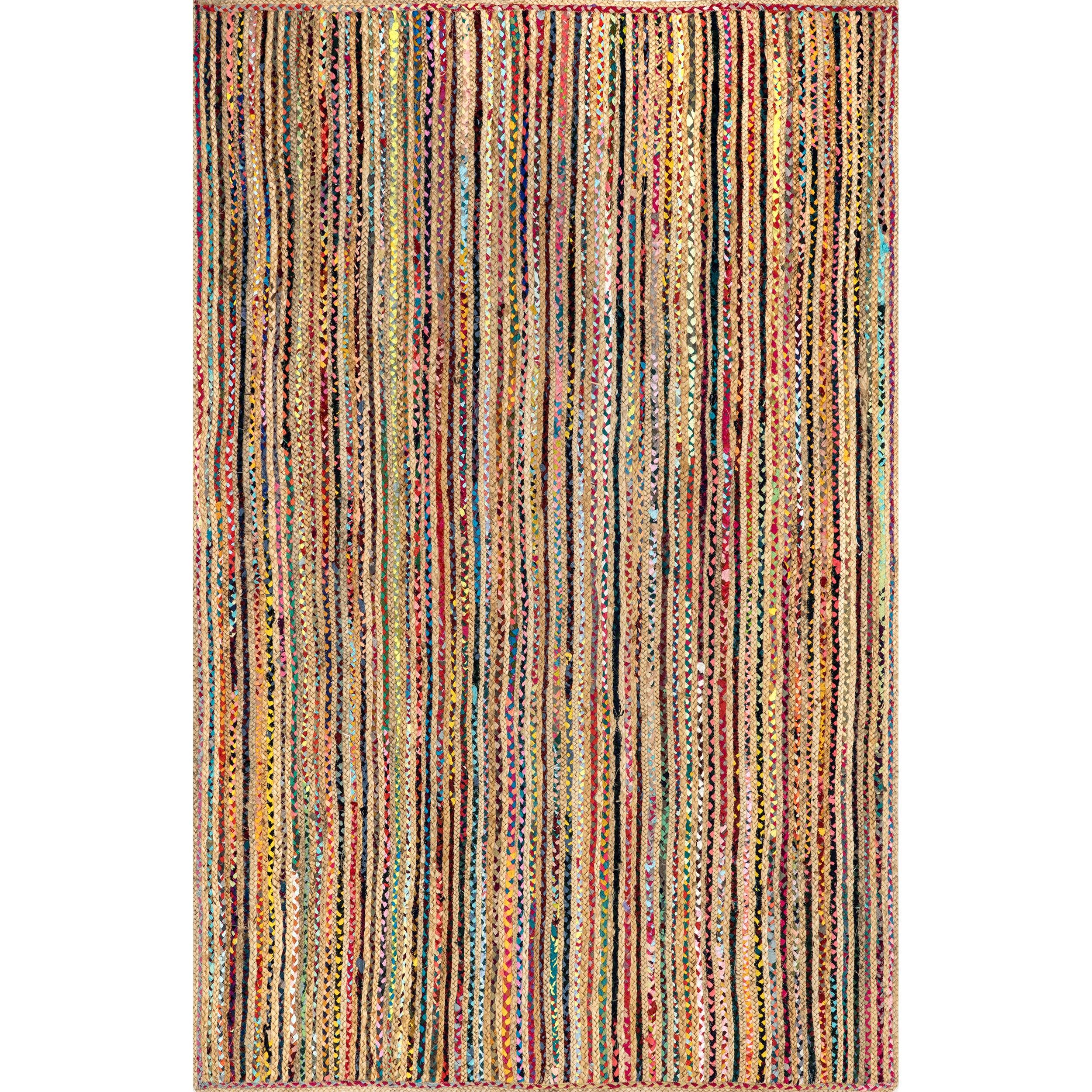 Nuloom Aleen Striped 6x9 Jute Indoor Area Rug for Dining Room Rug Neutral Rug Living Room Rug Kitchen, Multicolor