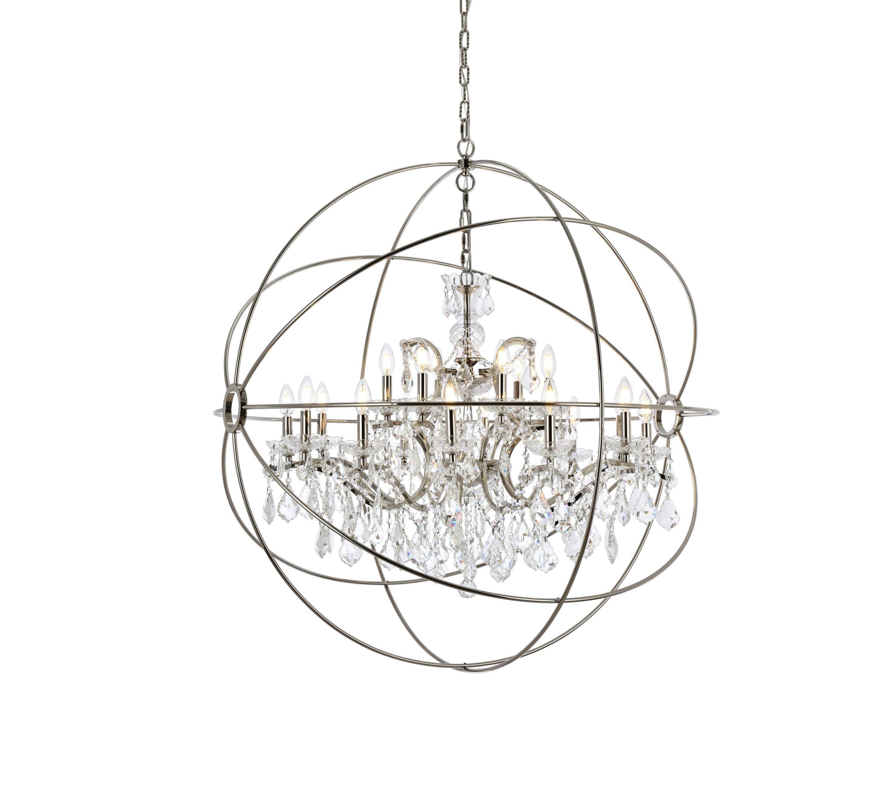 Transitional Geneva 6-Light Polished Nickel & Silver Shade Crystal Chandelier