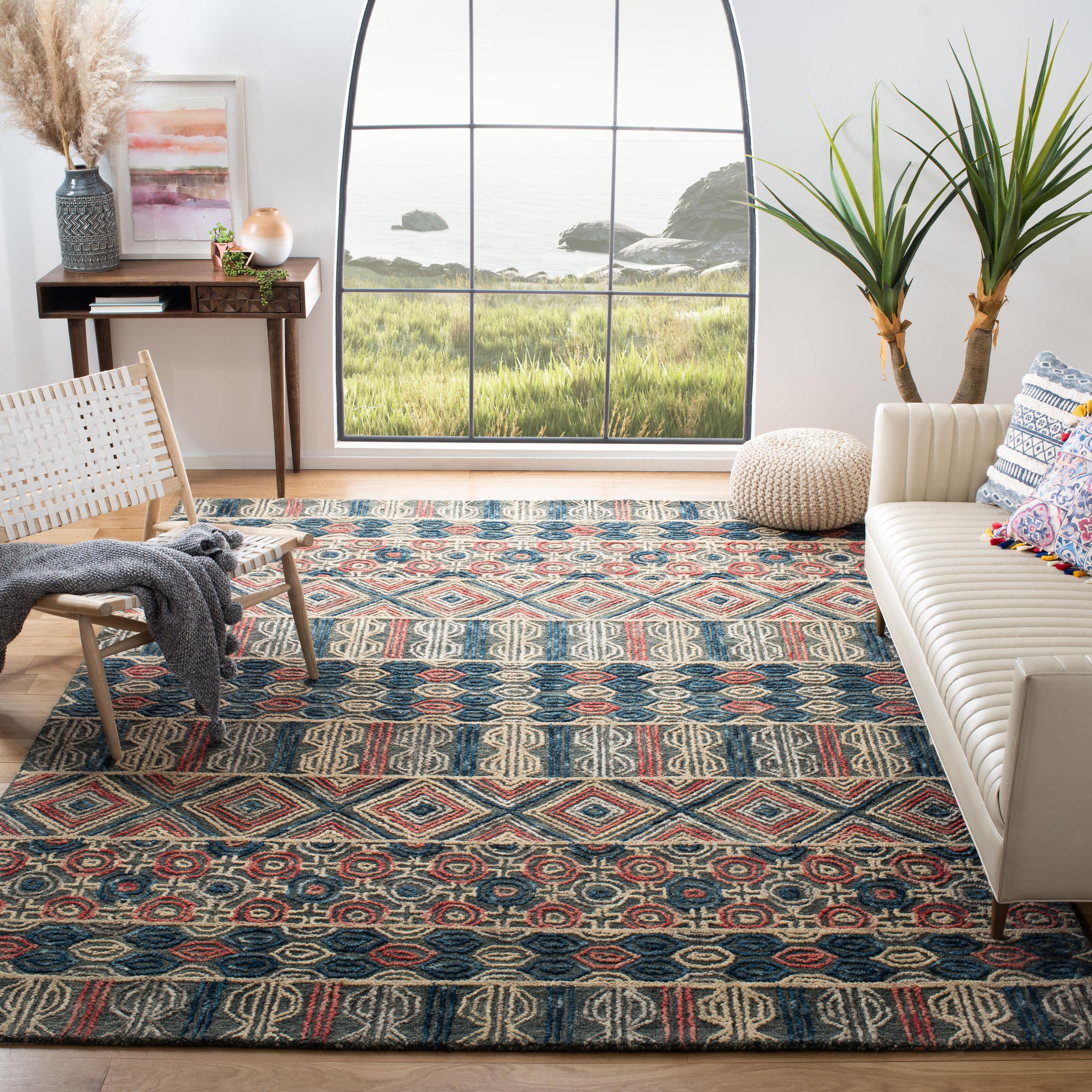 Trace TRC516 Hand Tufted Area Rug - Grey/Navy - 6'x6' - Safavieh.