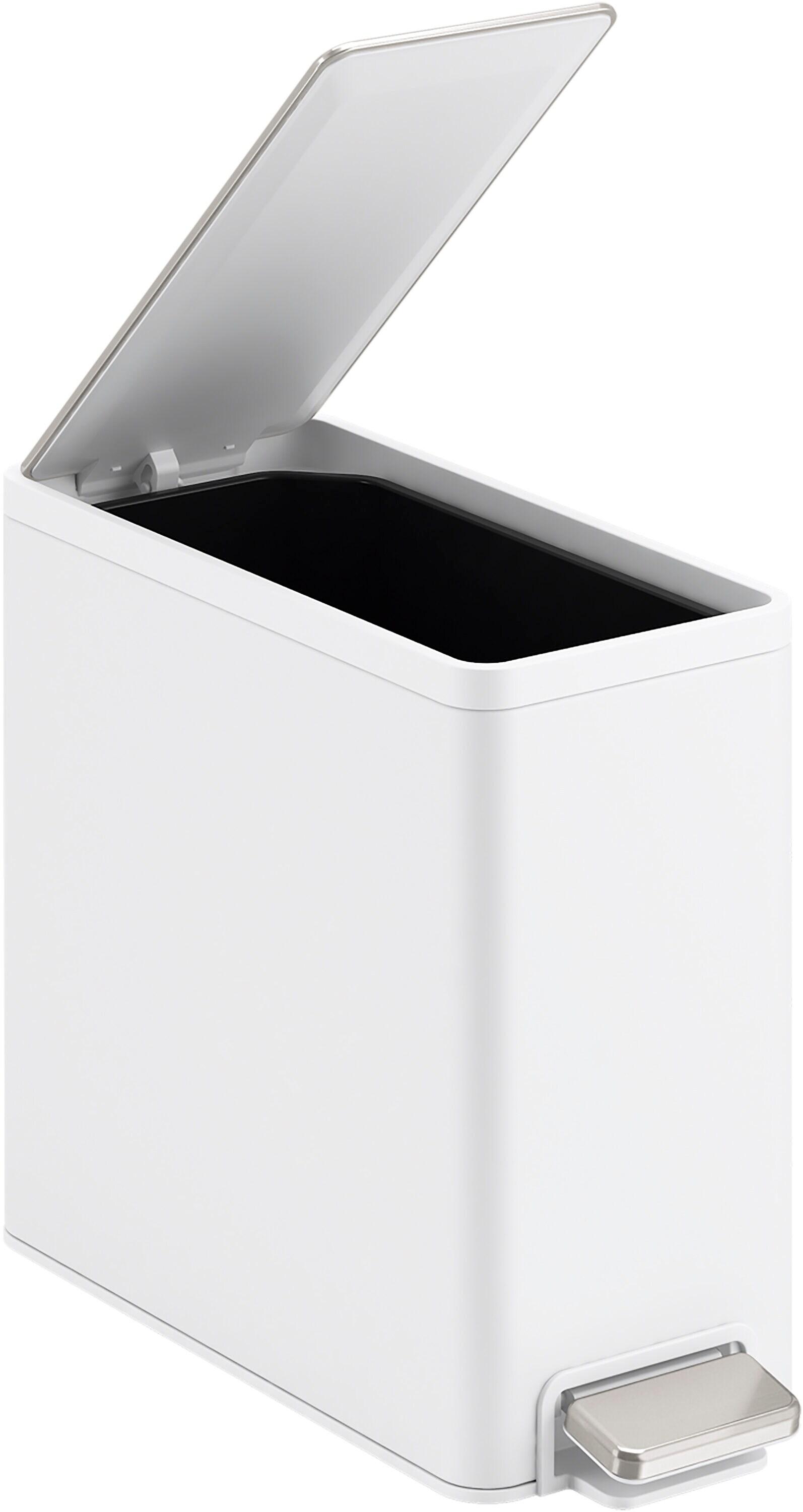 Reset 2.5-Gallon Bathroom Trash Can, Slim Stainless Steel Step Trash Can with Quiet-Close Lid