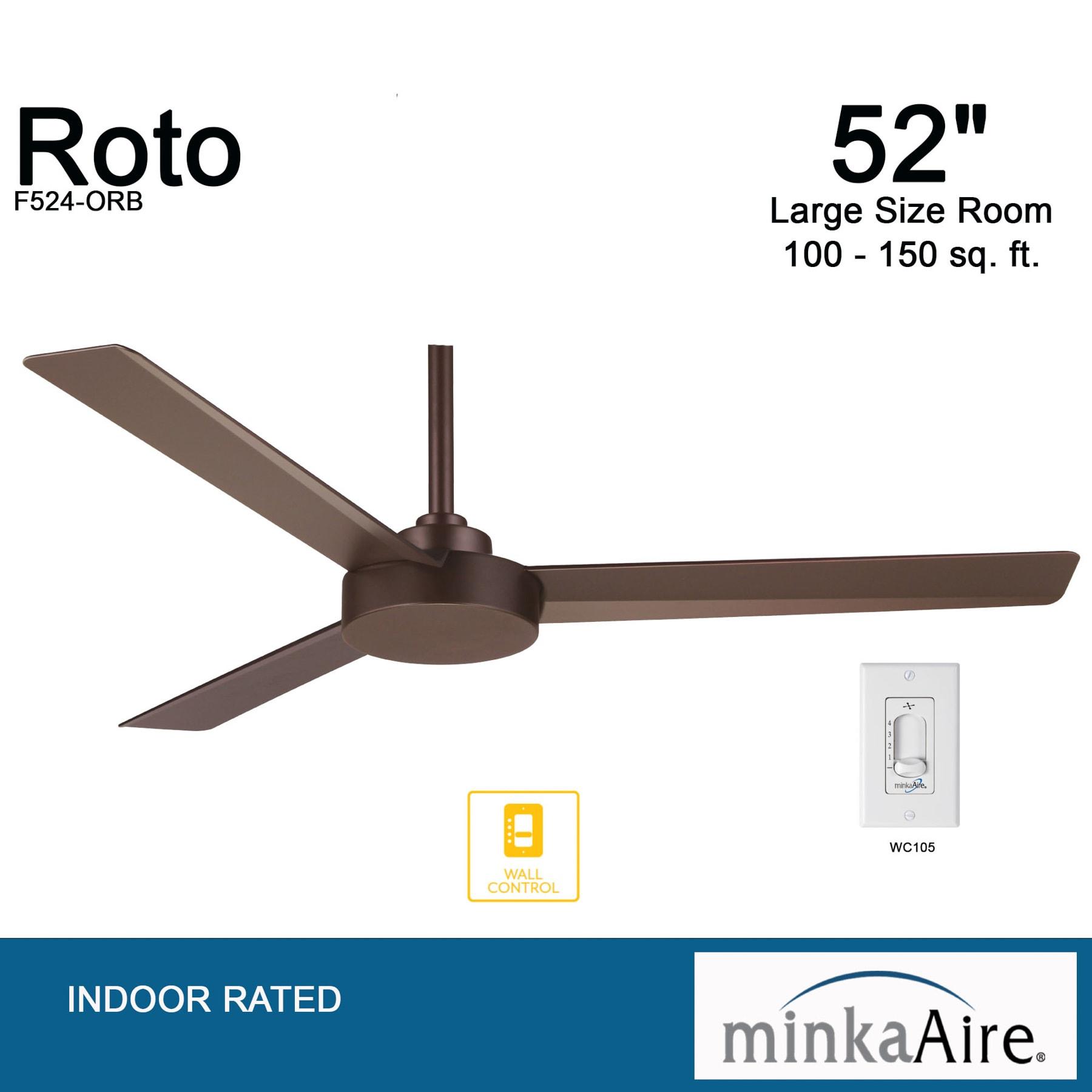 52" Roto 3 - Blade Propeller Ceiling Fan with Wall Control
