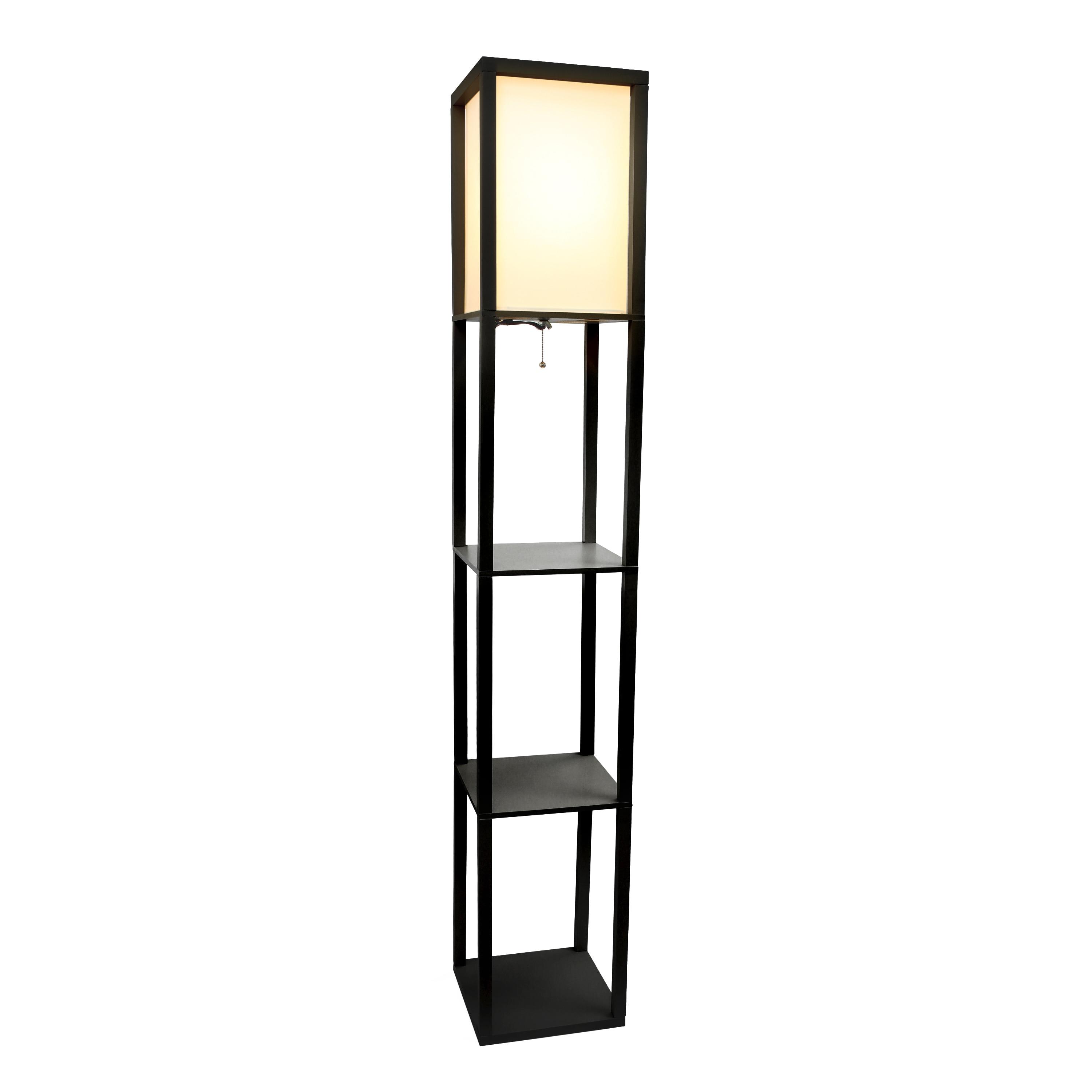 Simple Designs 62.5" Three Shelf Etagere Organizer Storage Floor Lamp
