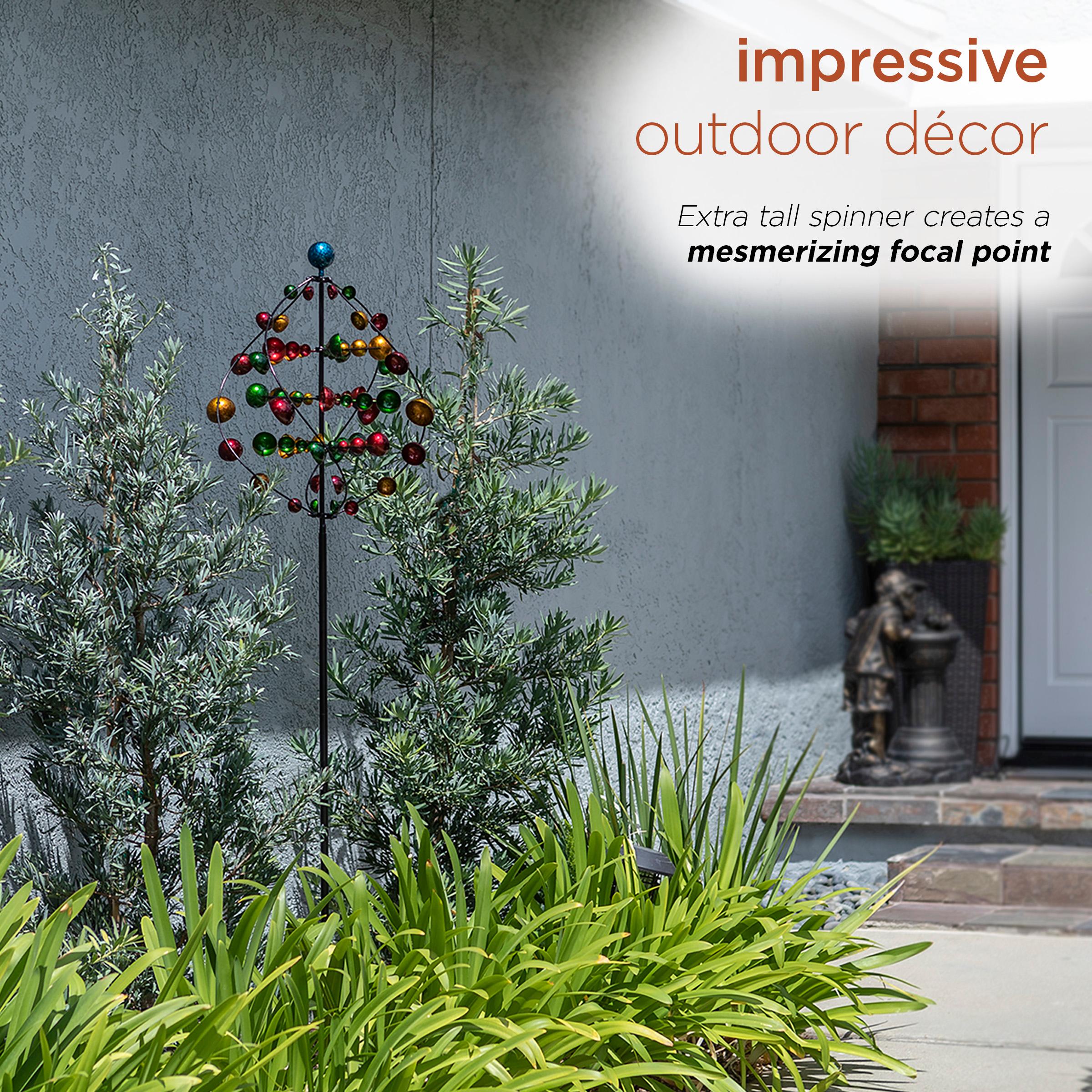 71" Iron Orbital Wind Spinner Garden Stake - Alpine Corporation: Freestanding, No Tools Assembly, Outdoor Decor