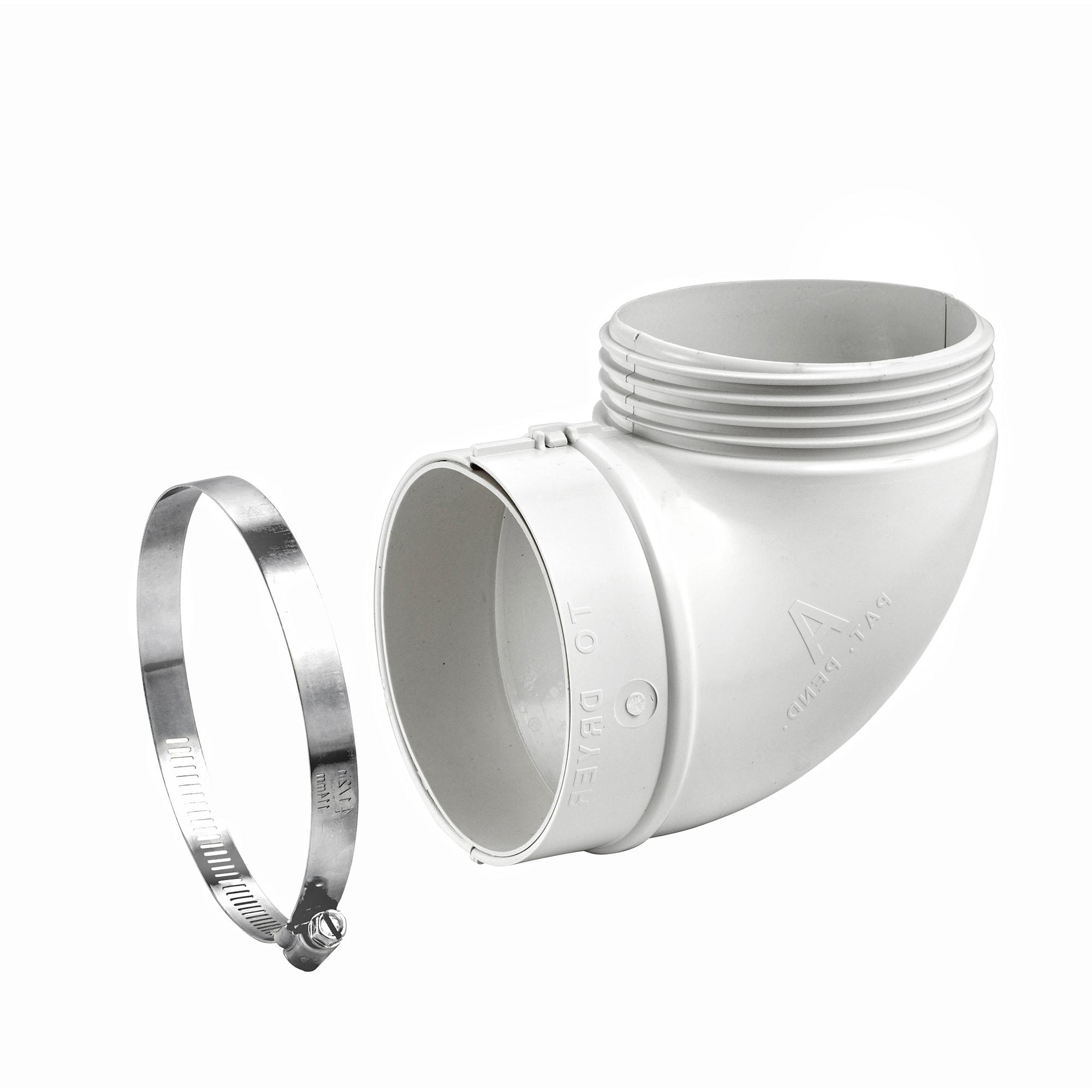 Lambro 4 In. ABS White Plastic Quick Fit Dryer Exhaust Elbow 3003L