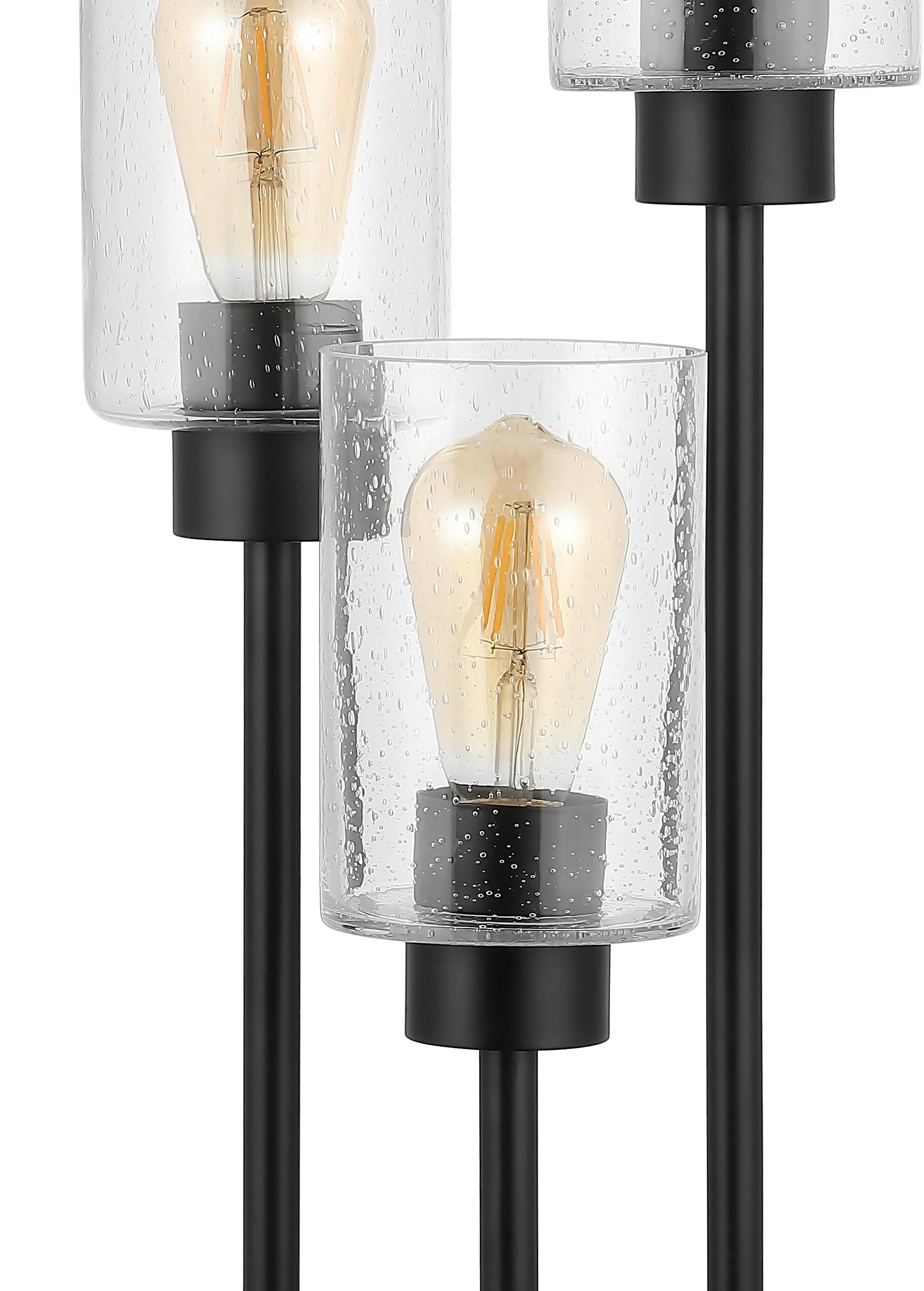 Edison Black 20.5" Industrial LED Table Lamp with Clear Glass Shades