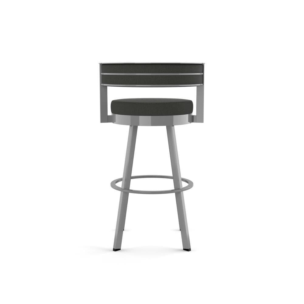 Amisco Browser 30 In. Swivel Bar Stool - Charcoal Grey Polyester / Metallic Grey Metal