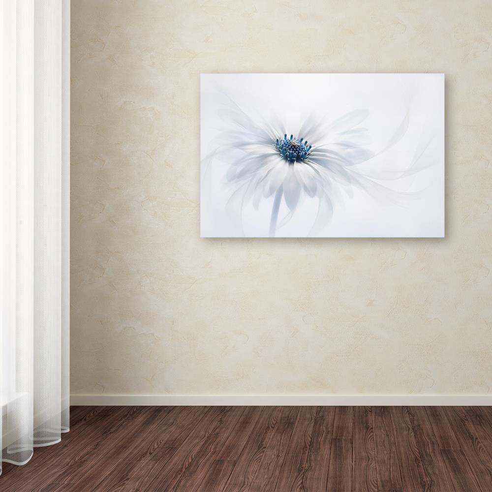 Serenity White and Blue Flower Canvas Wall Art, 16" x 24"