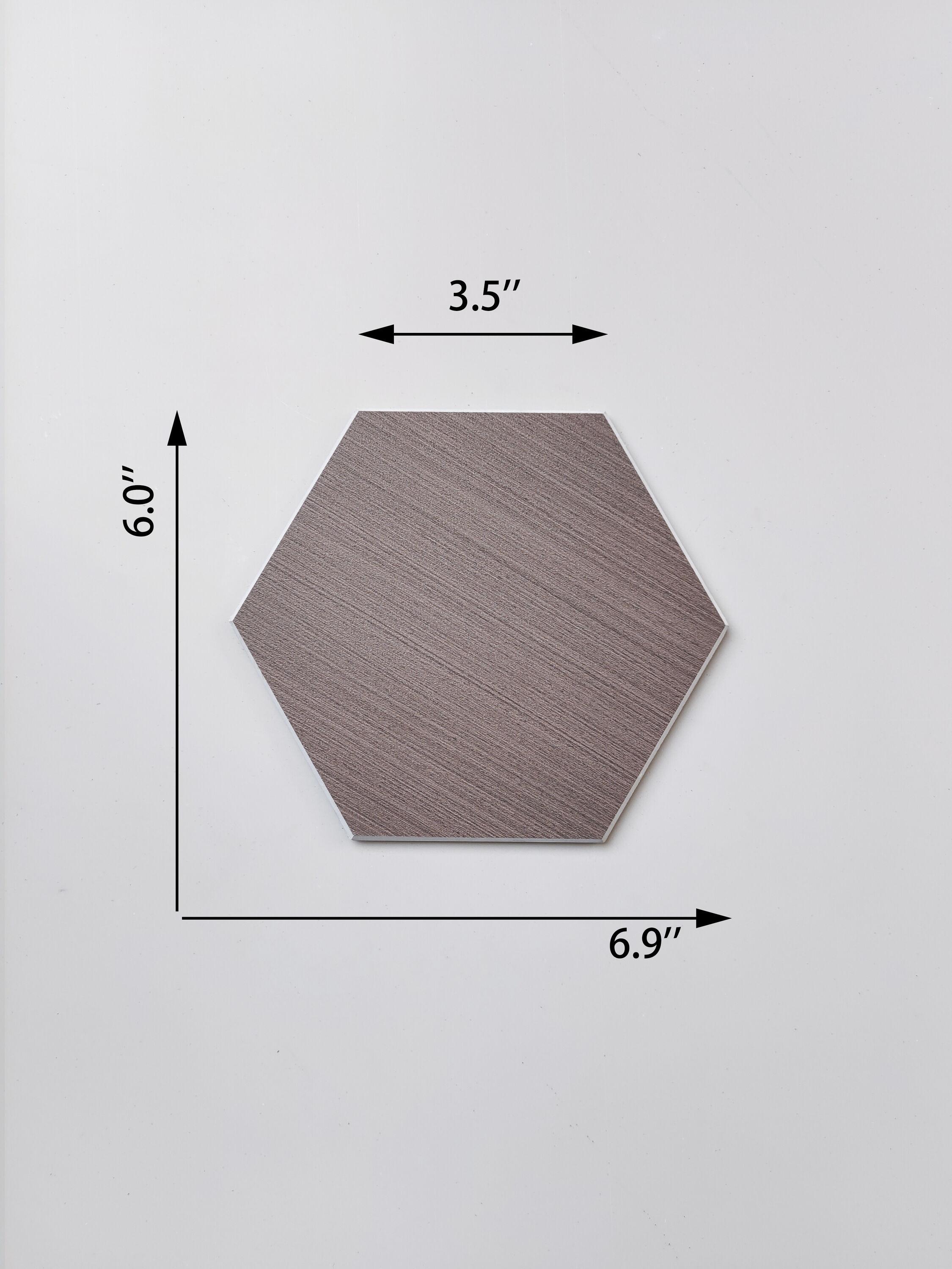 Mocha Hexagon Peel and Stick Resin Wall Tiles