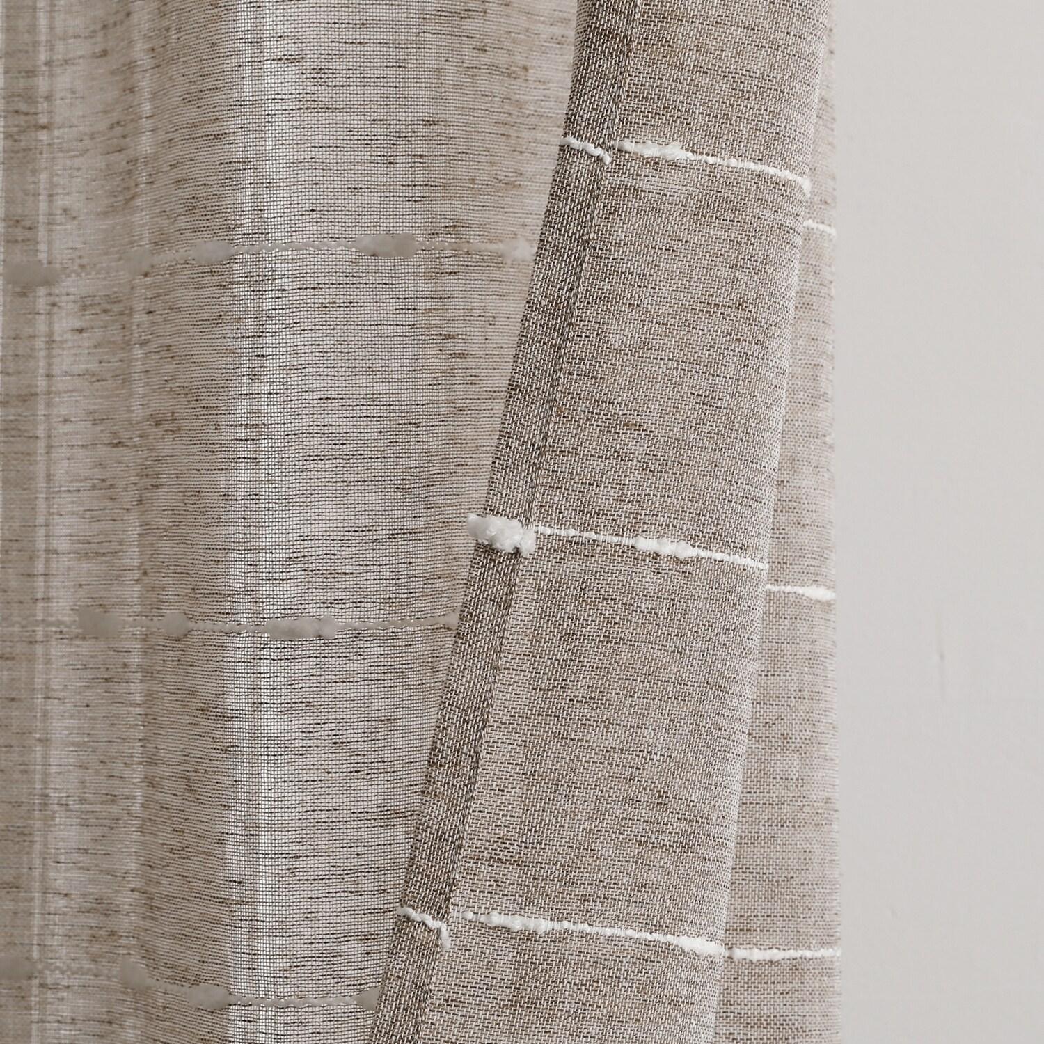 Farmhouse Textured Sheer Polyester Sheer Curtain Pair (Set of 2)