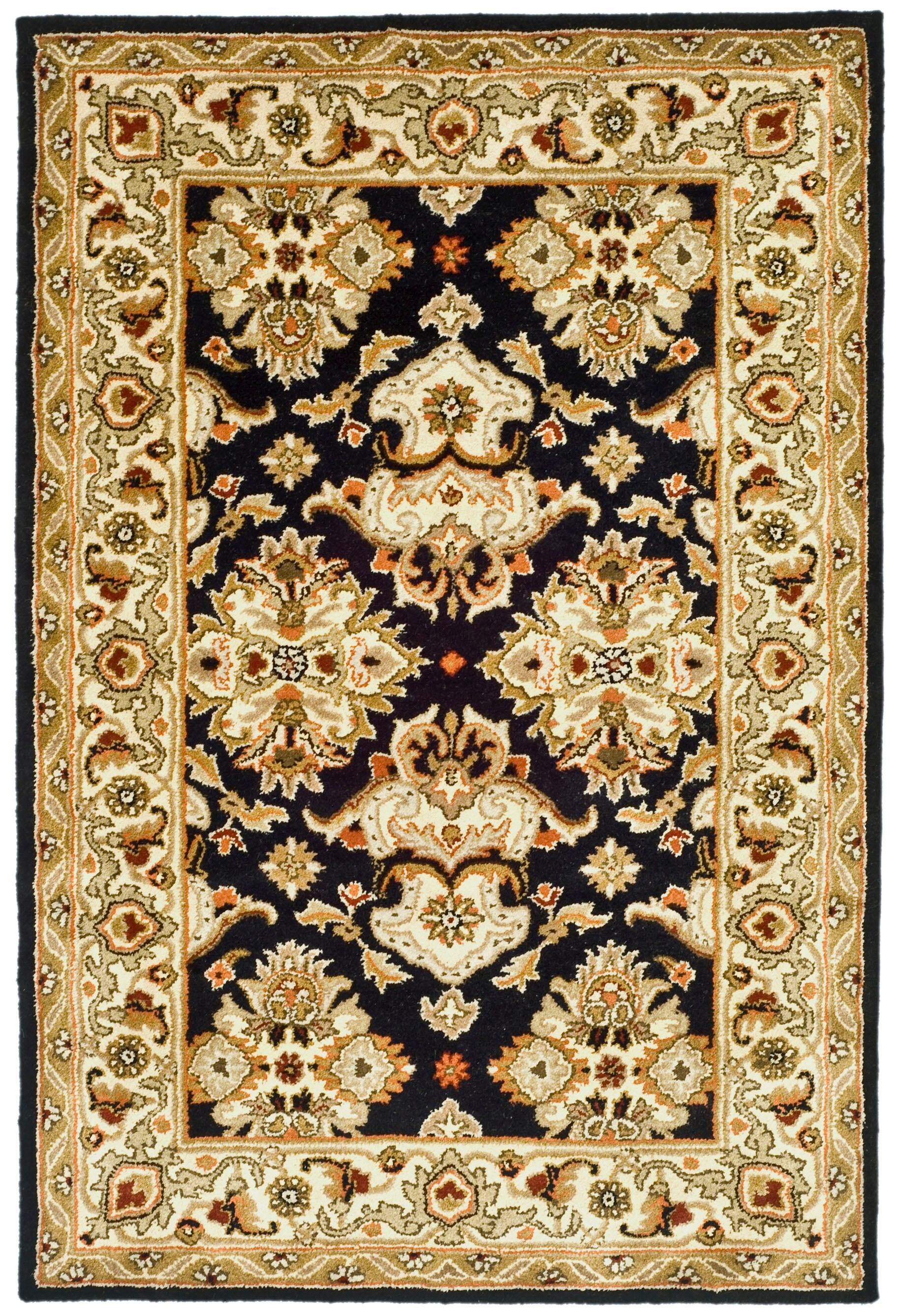 Heritage HG817 Hand Tufted Area Rug - Black/Ivory - 4'x6' - Safavieh.
