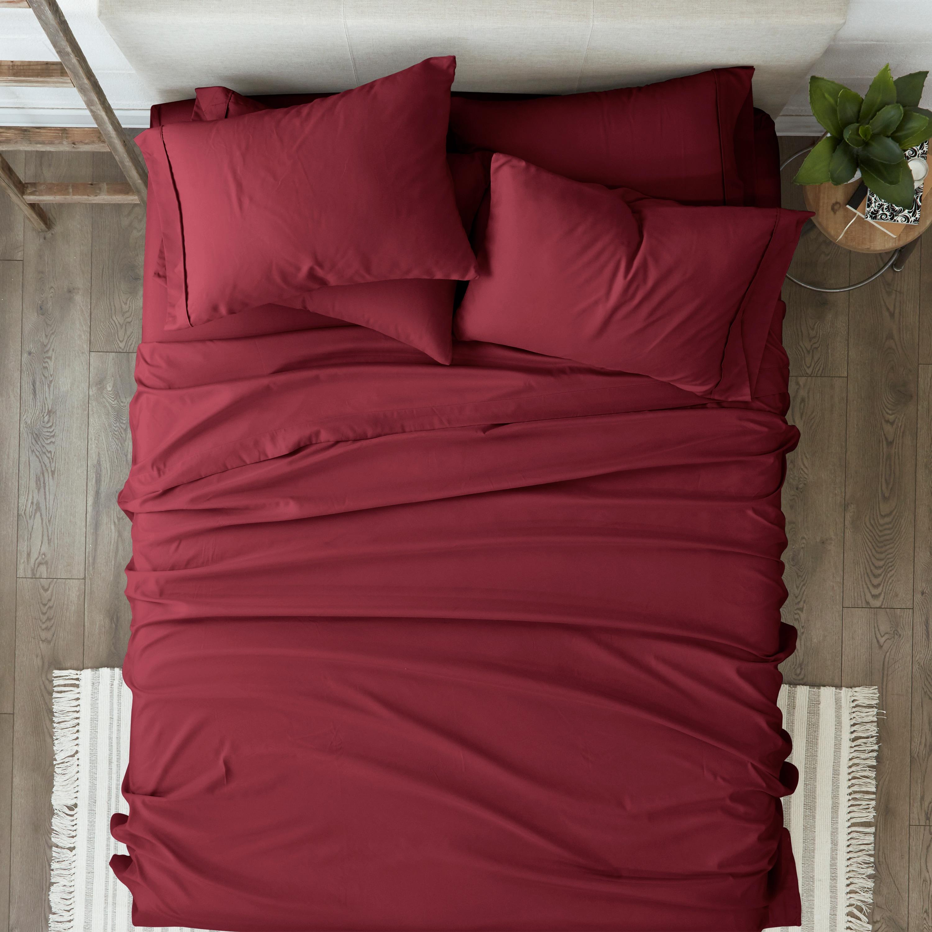 Solid 6 Piece Sheet Set - Ultra Soft - Becky Cameron (Extra Pillow Cases!), Burgundy, King