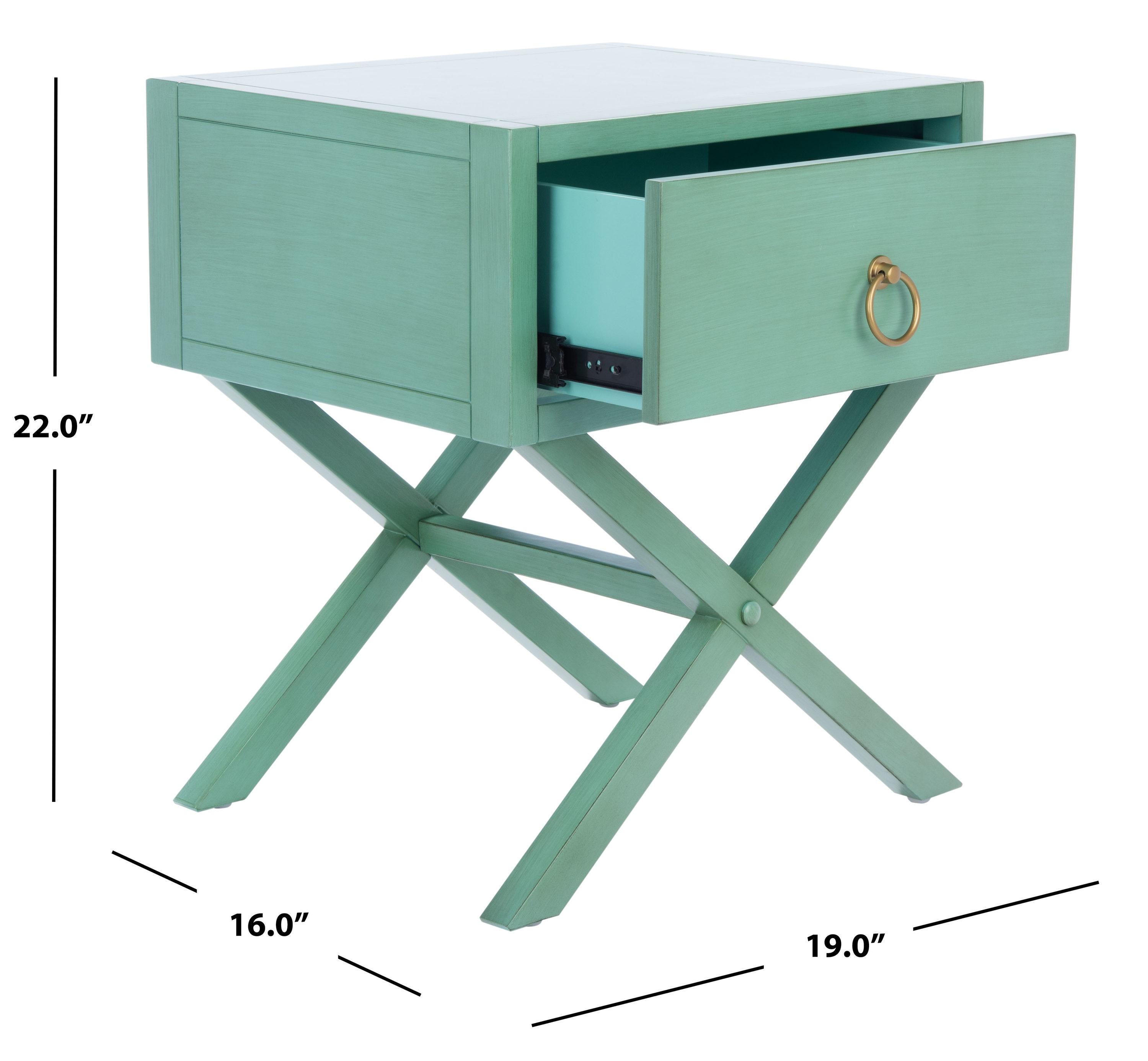 SAFAVIEH Odilia 1 Drawer Solid Retro Nightstand, Turquoise