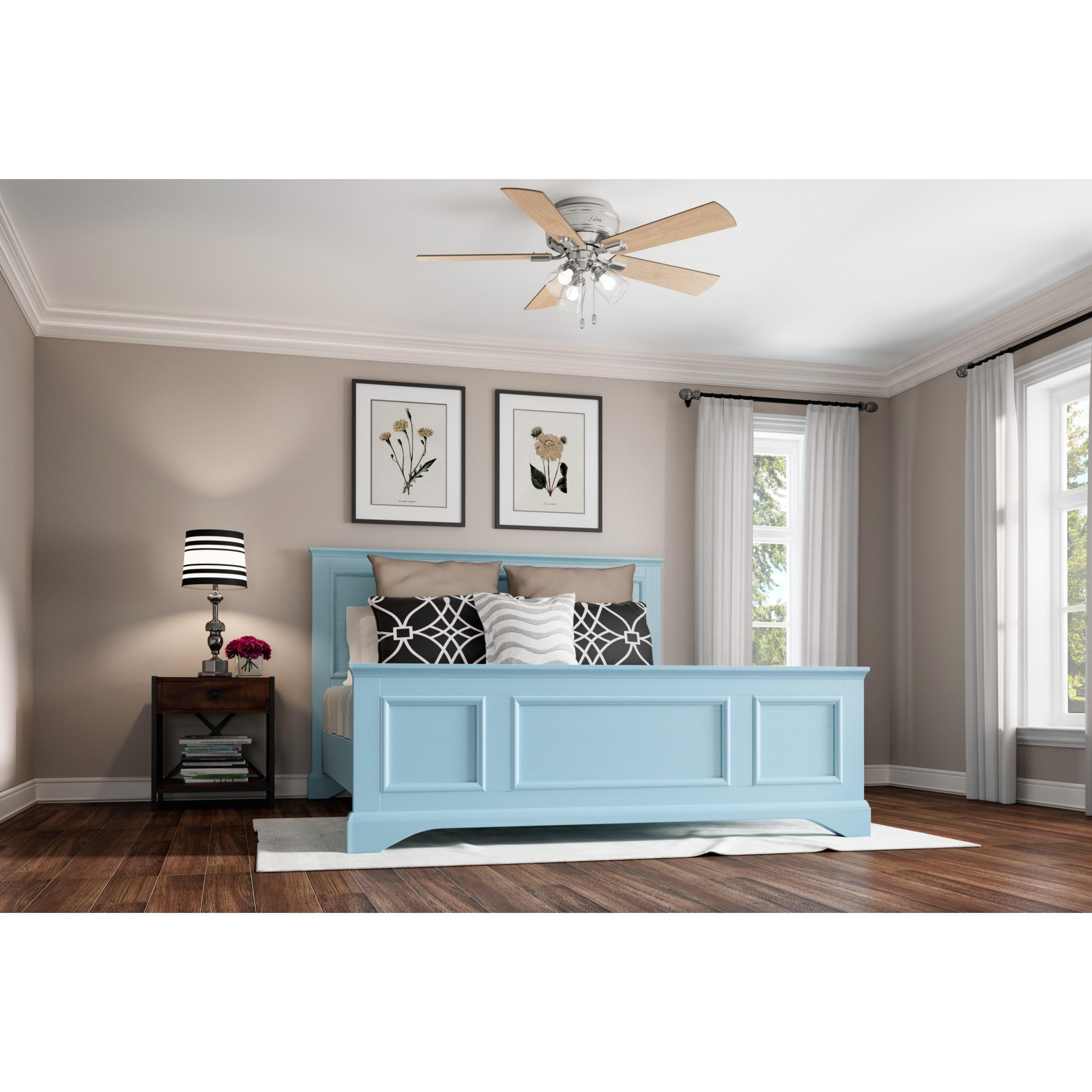 52" Crestfield Low Profile Ceiling Fan (Includes LED Light Bulb) Brushed Nickel - Hunter Fan: 5-Blade, 3-Speed, Flush Mount, Reversible Motor