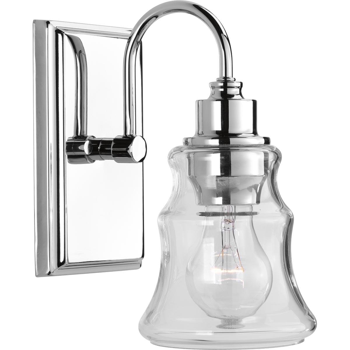 Progress Lighting Litchfield 1-Light Bath Vanity, Polished Chrome, Clear Glass Shade