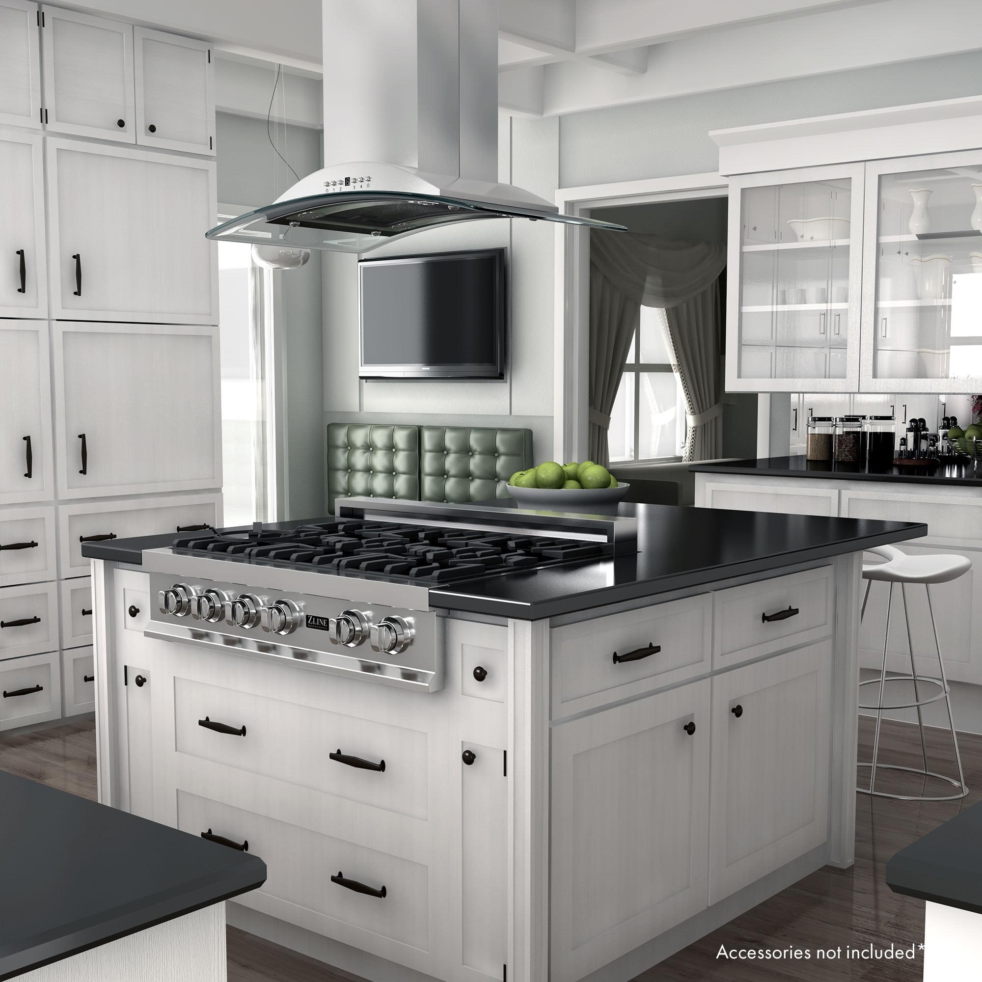 ZLINE 30 in. Convertible Vent Isl& Mount Range Hood in Stainless Steel & Glass (GL9i-30)