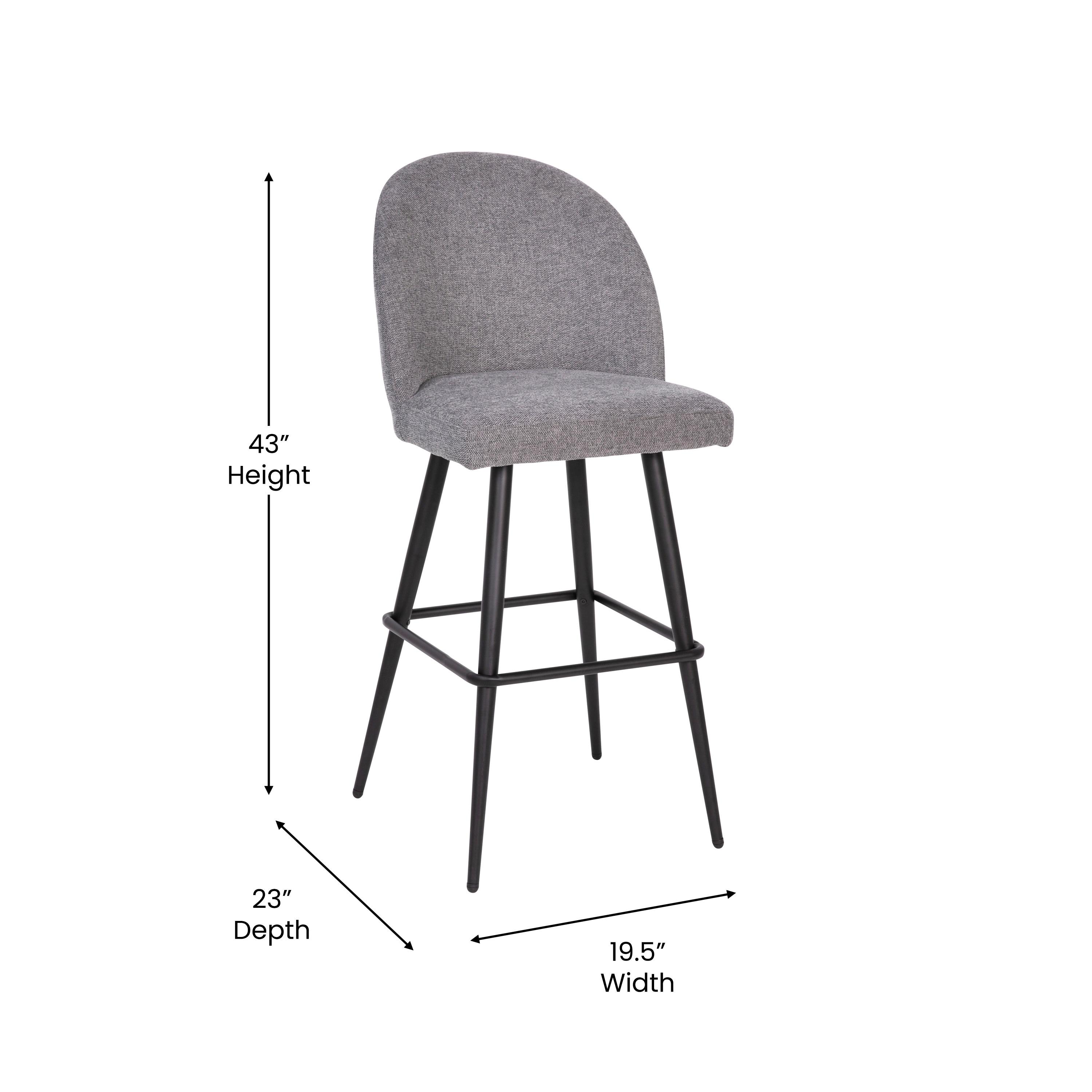 Taylor & Logan 2pk Alita Barstools Gray: Upholstered Faux Leather, Metal Frame, 300 lbs Capacity