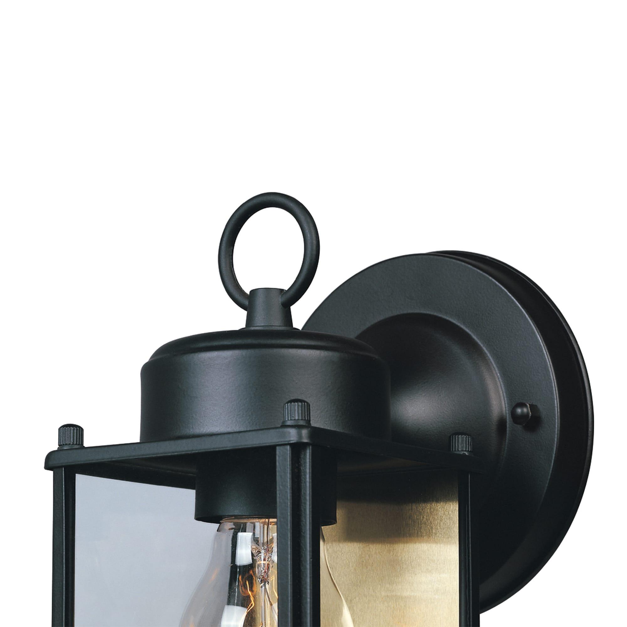 Designers Fountain Outdoor Wall Mount Lantern Sconce, Black Finish, Weather Resistant, Clear Glass, Porch Light, Exterior Lighting Fixture, Outdoor Lights for House, Patio, Garage, 1161-BK