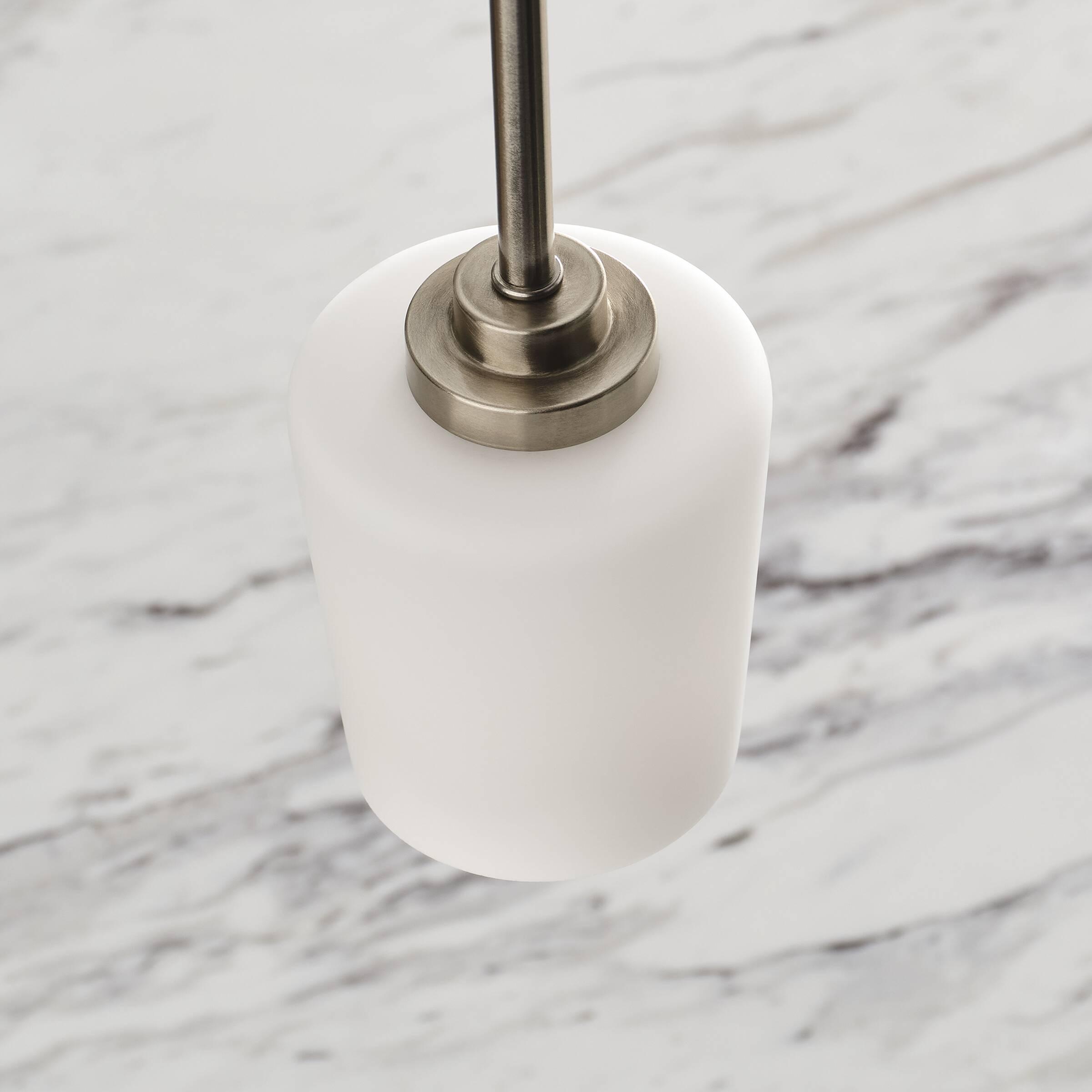 Windom Transitional Mini-Pendant in Brushed Nickel with Etched Opal Glass