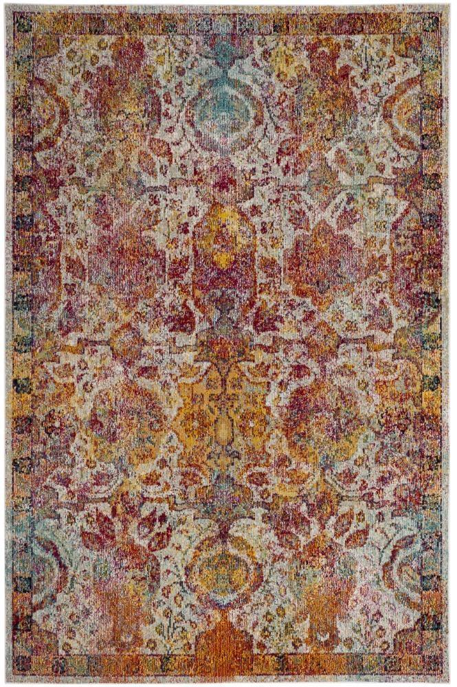 Crystal CRS505 Power Loomed Area Rug - Light Blue/Orange - 5'x8' - Safavieh.