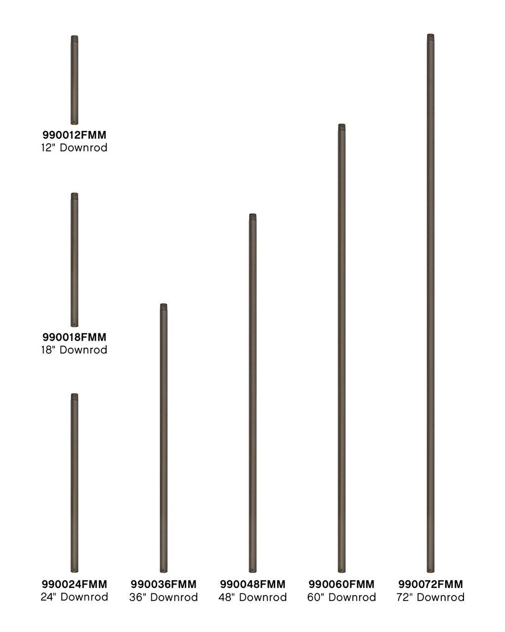 12-inch Metallic Matte Bronze Steel Ceiling Fan Downrod