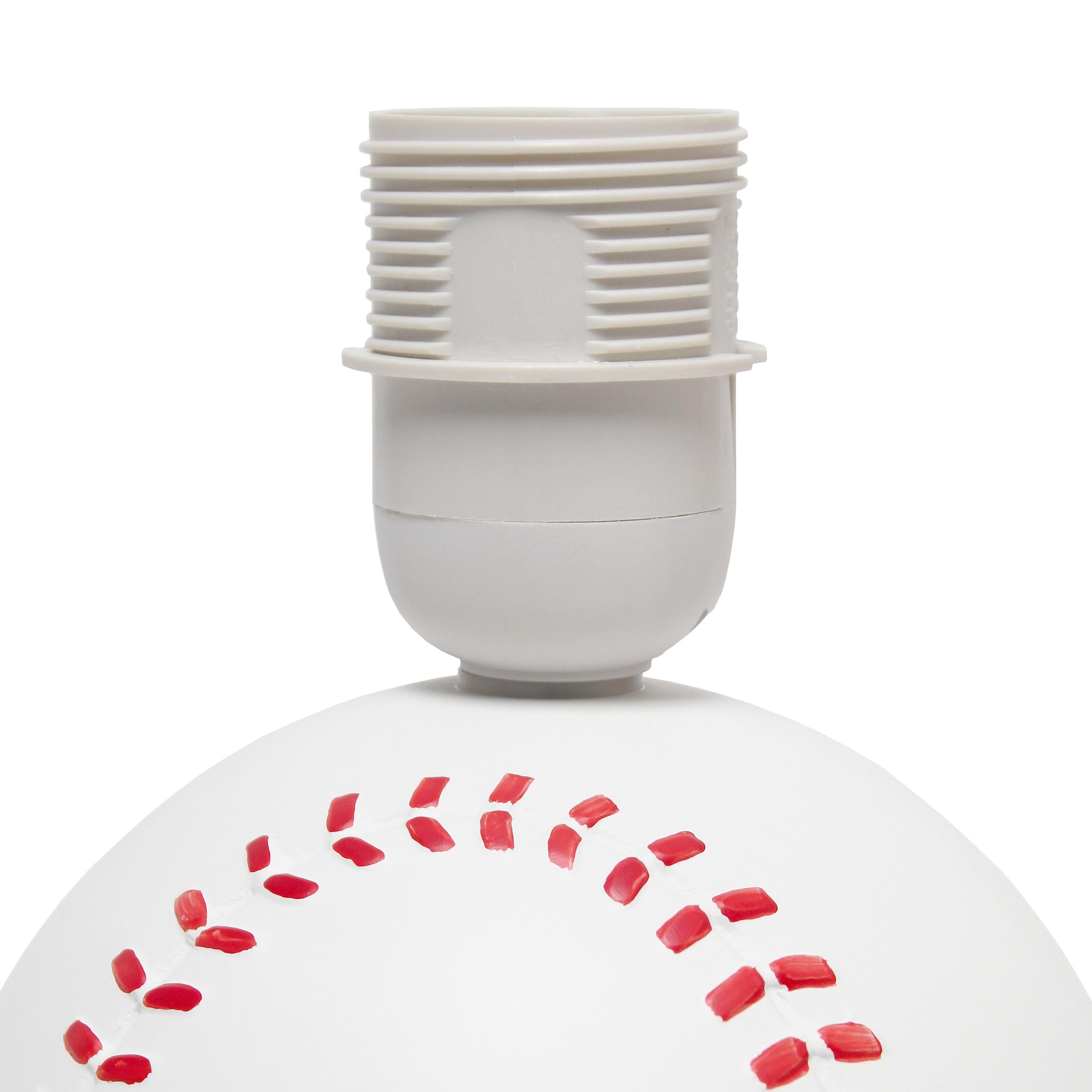 Simple Designs 10.7" SportsLite Mini Baseball Table Lamp Mancave White and Red