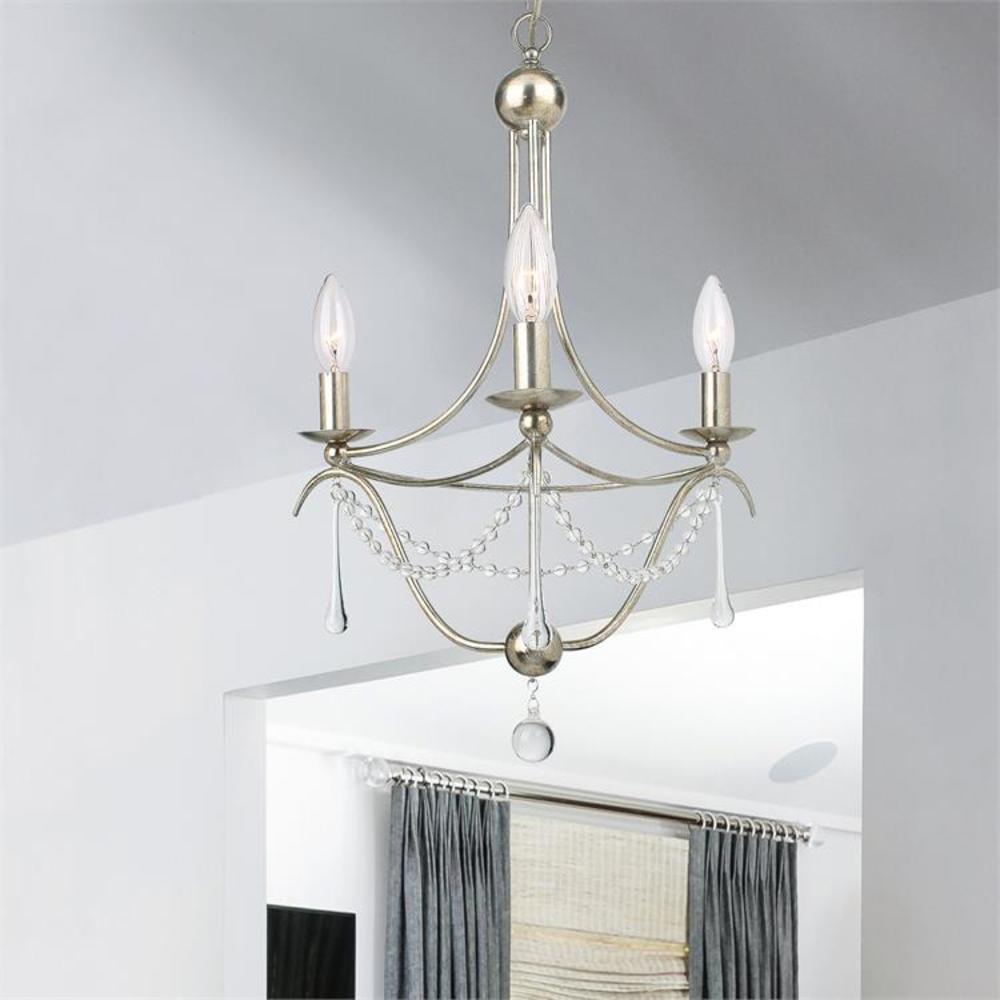 Crystorama Lighting Metro 3 - Light Chandelier in  Antique Silver