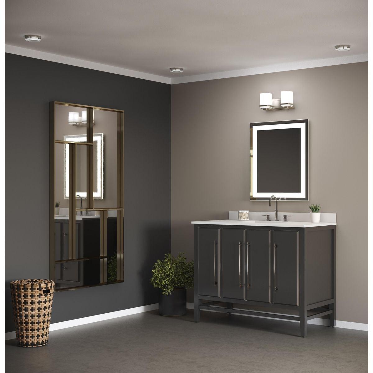 Progress Lighting Captarent 1-Light LED Illuminated Bathroom Mirror, White, Frosted LED Shade